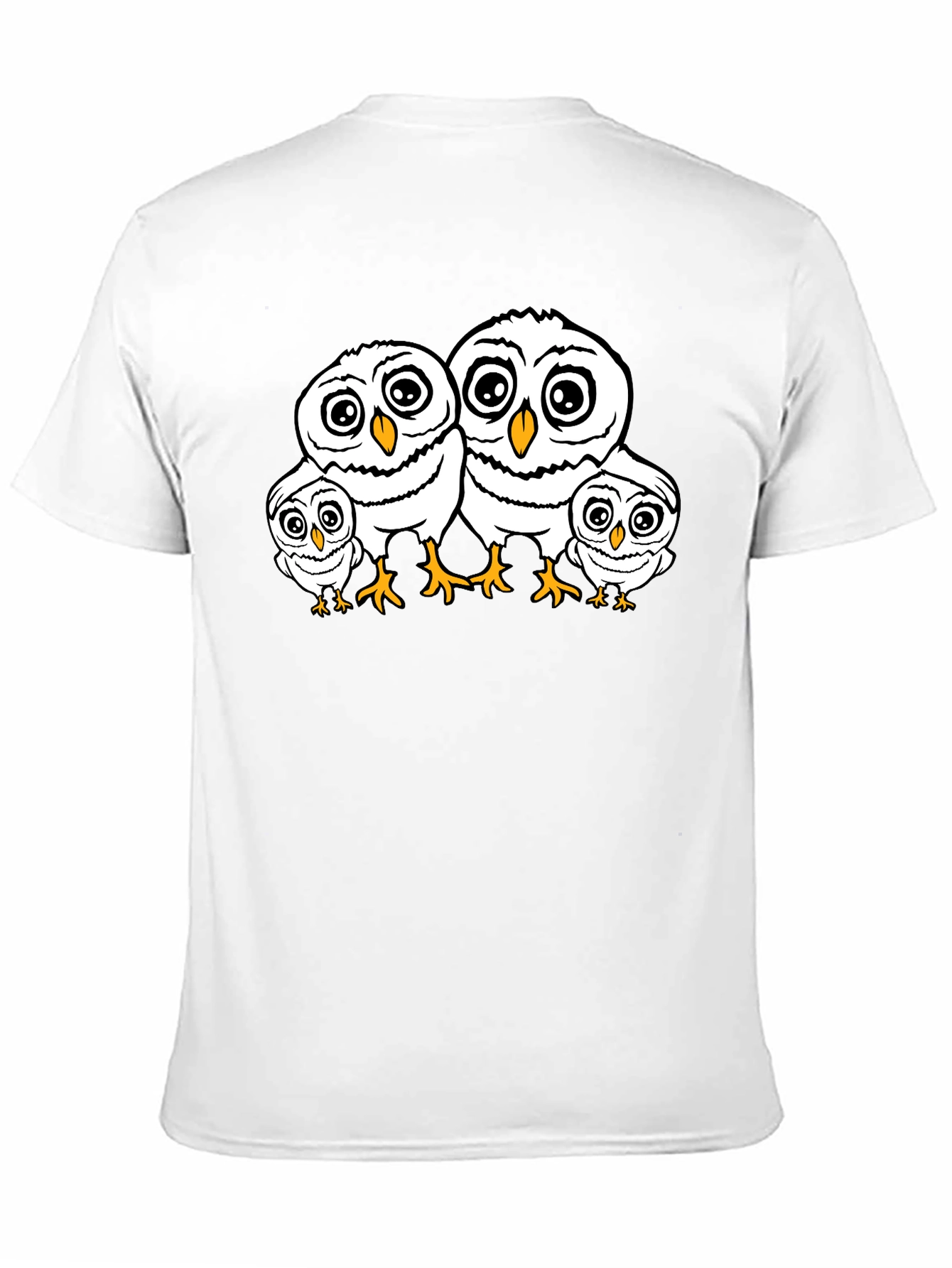 Cute Owl Family T-Shirt - Black Crew Neck Tee