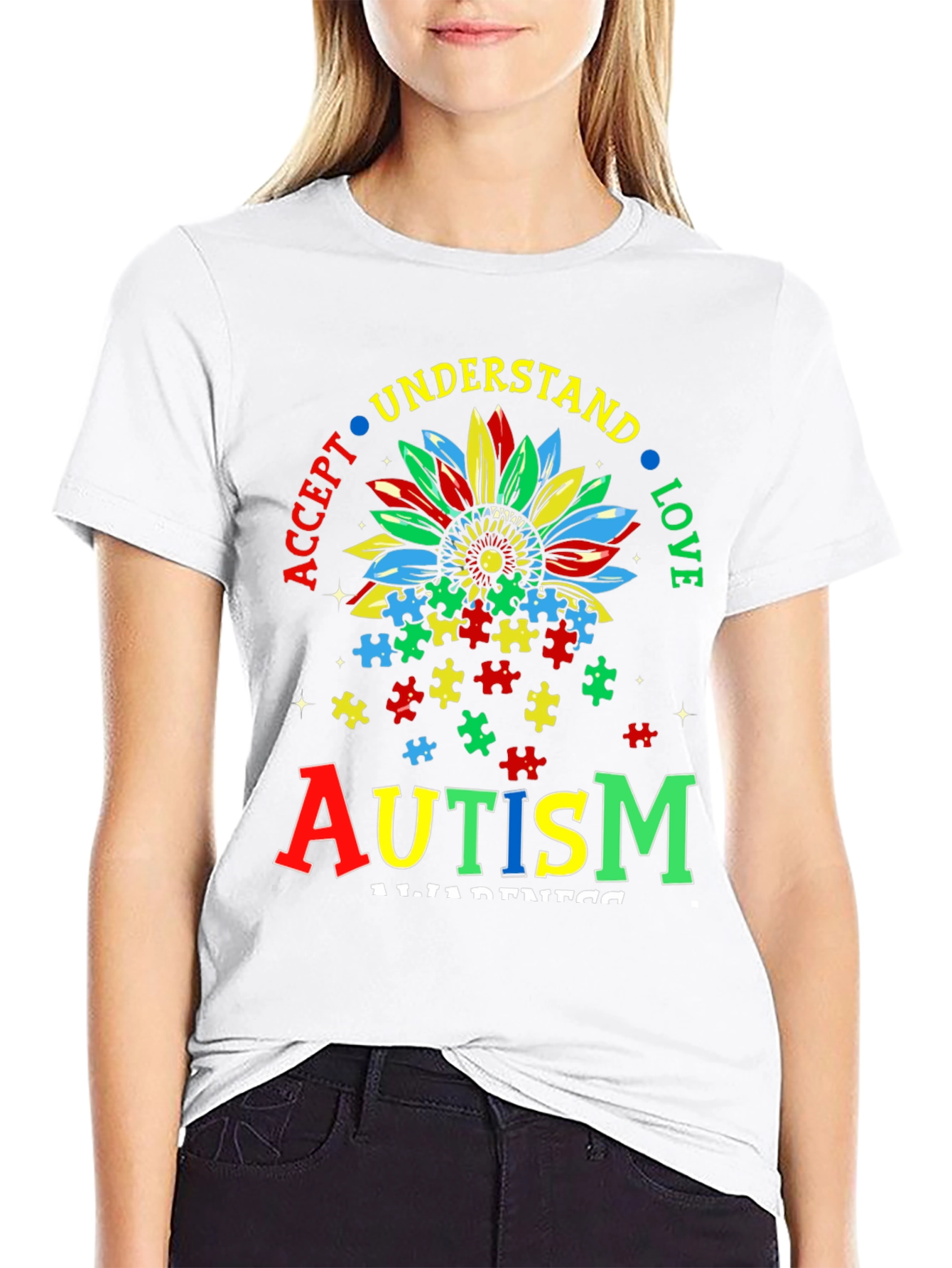 Autism Awareness T-Shirt - Accept Understand Love