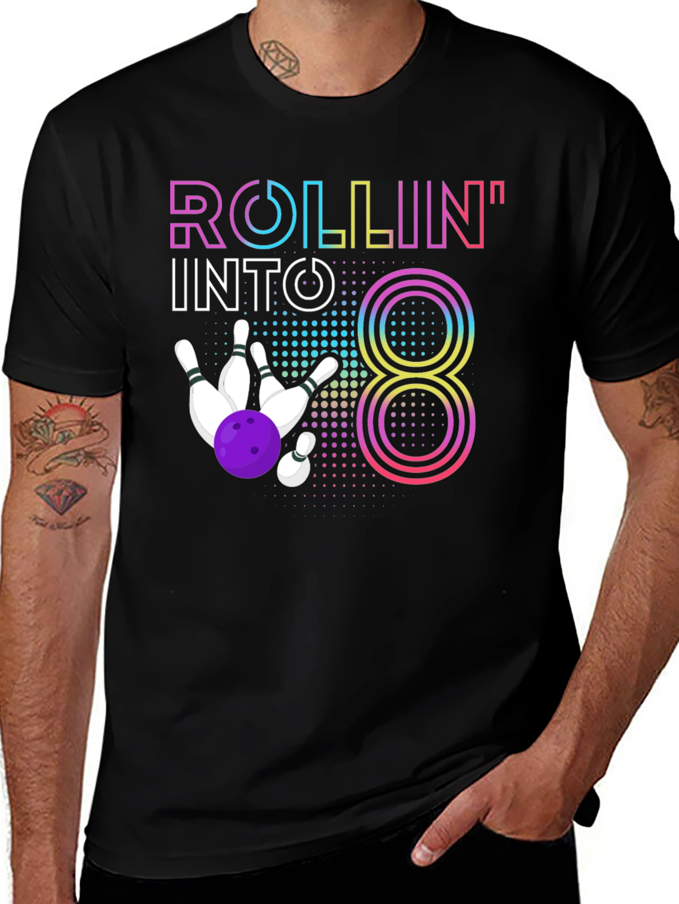 Rollin Into 8 Birthday Bowling T-Shirt