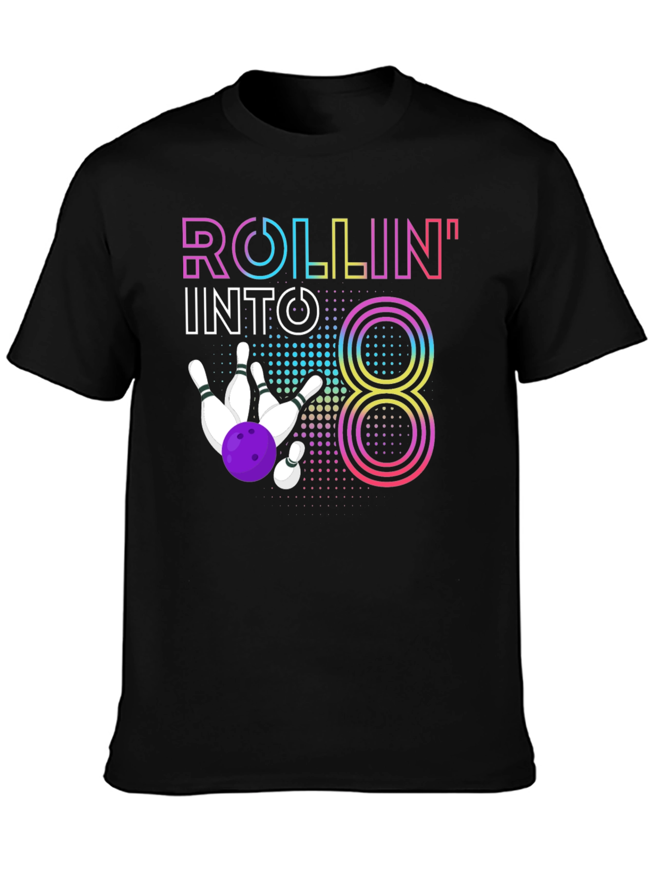 Rollin Into 8 Birthday Bowling T-Shirt