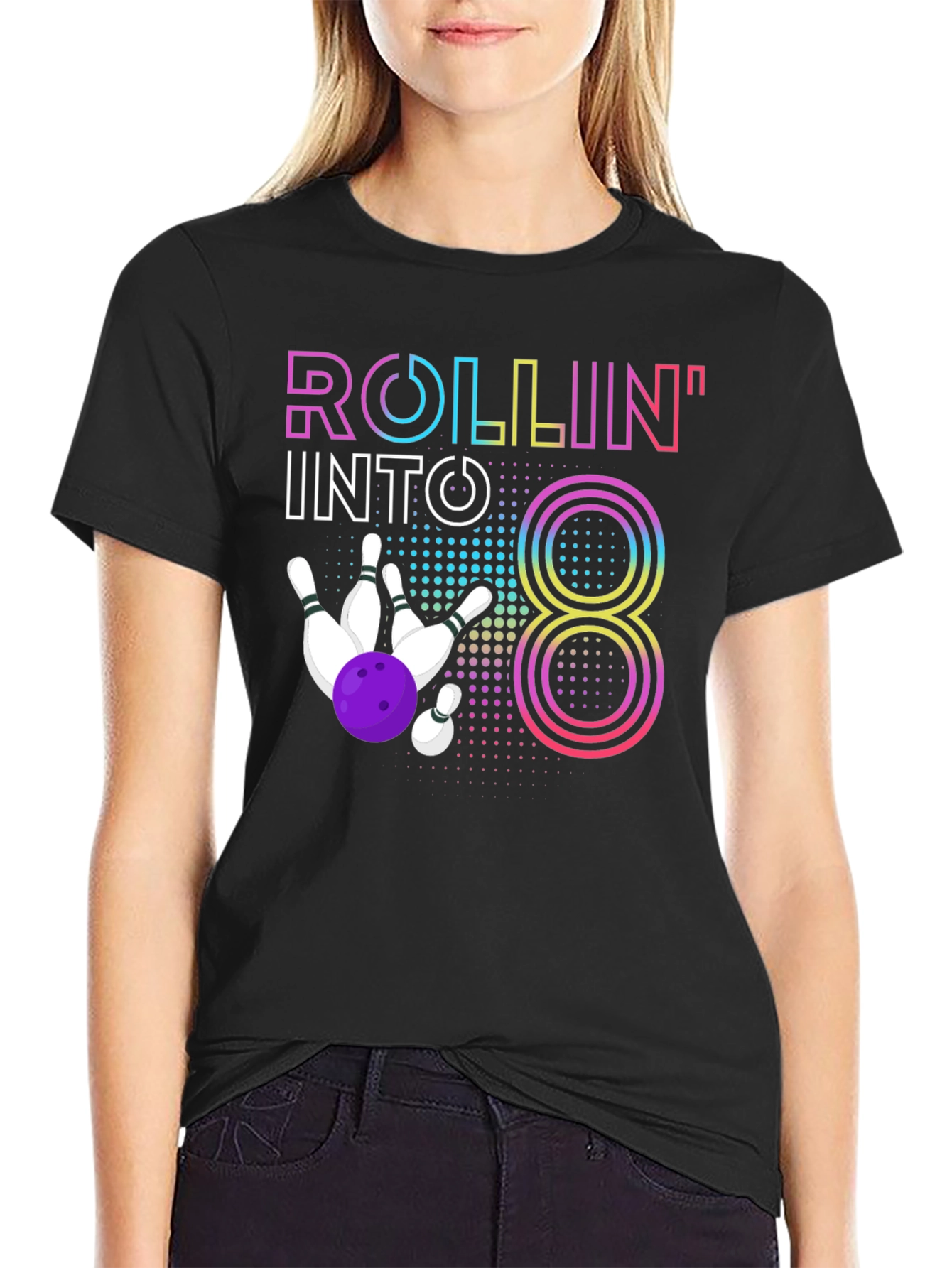 Rollin Into 8 Birthday Bowling T-Shirt