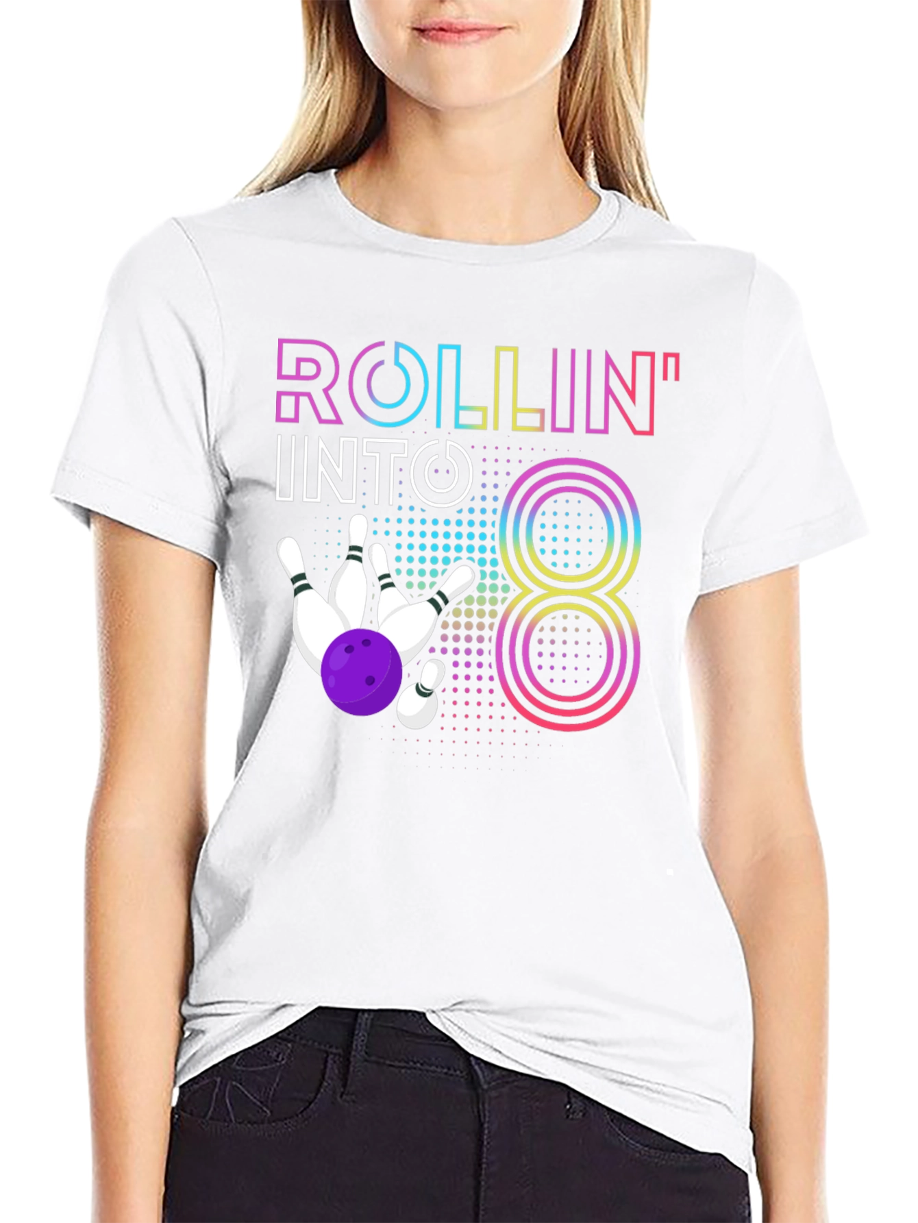 Rollin Into 8 Birthday Bowling T-Shirt