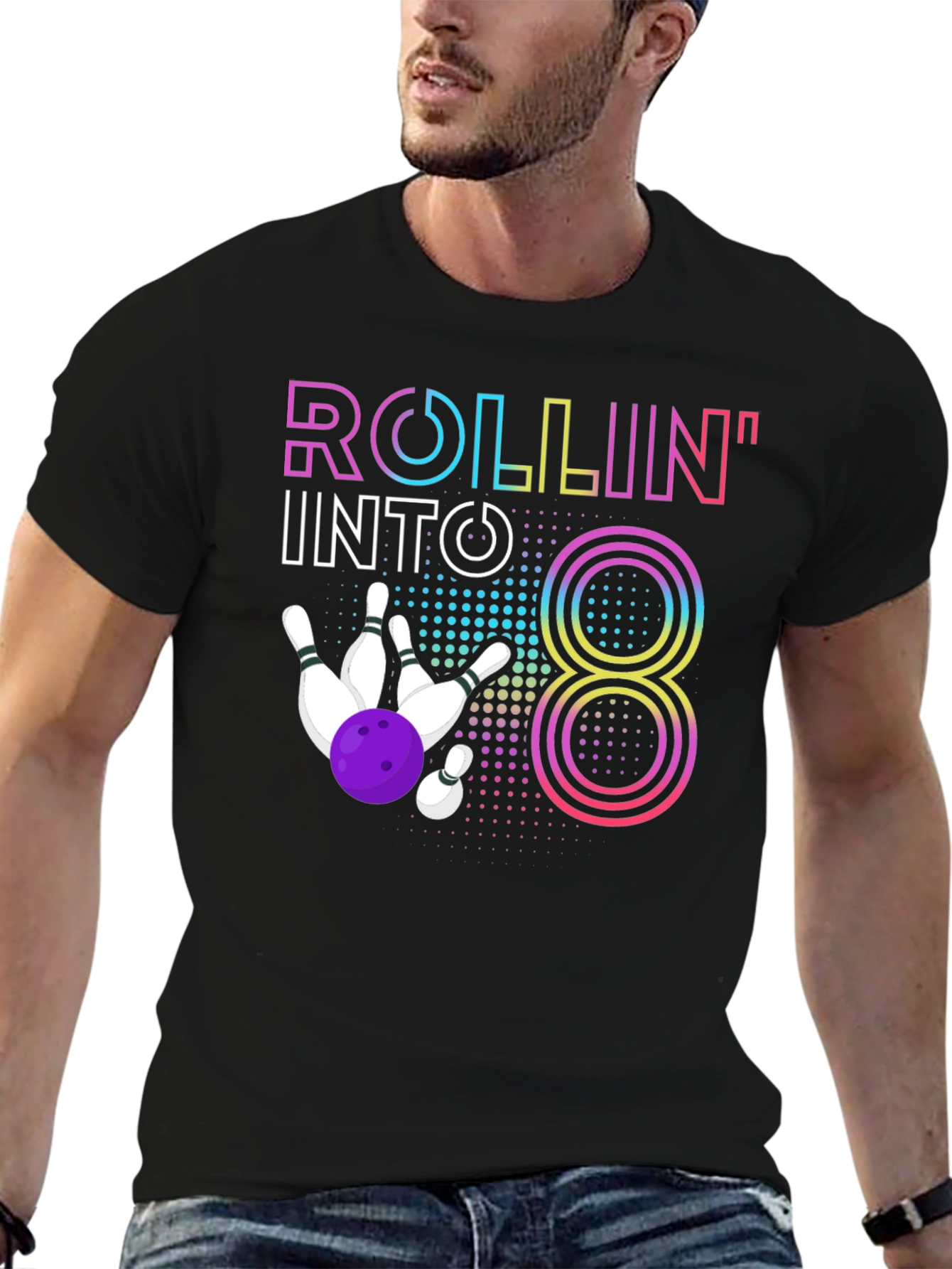 Rollin Into 8 Birthday Bowling T-Shirt