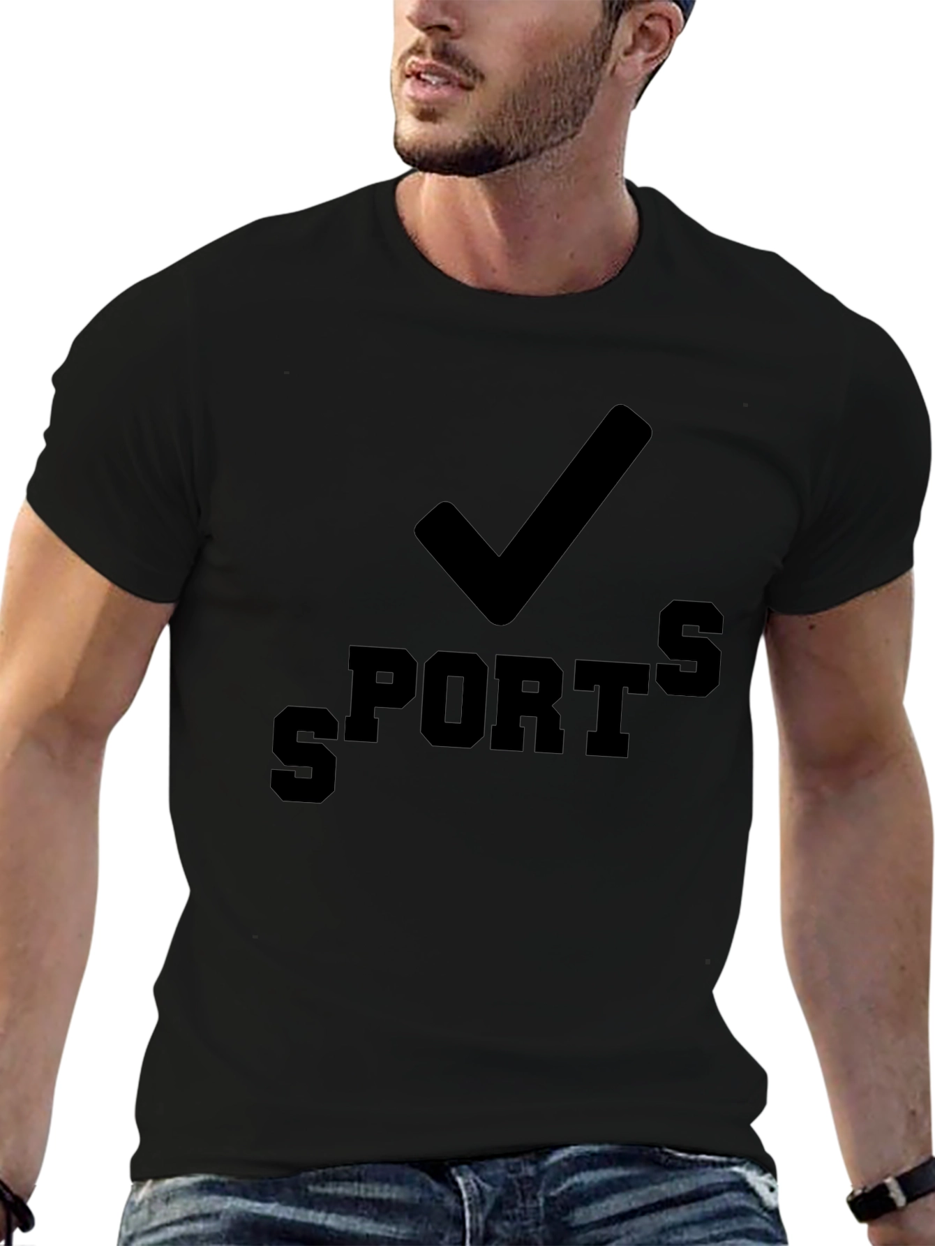 Sports Check Black Graphic Tee