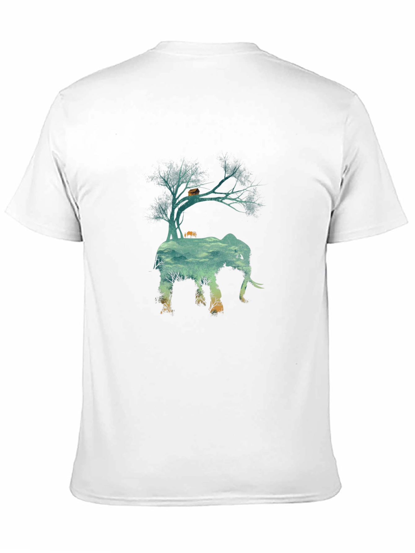 Nature Elephant Graphic Tee - Black Crew Neck T-Shirt