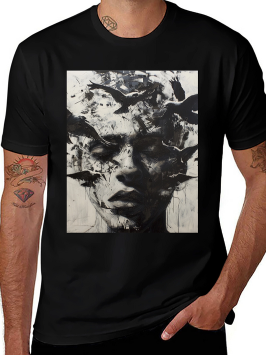 Abstract Bird Portrait Graphic T-Shirt