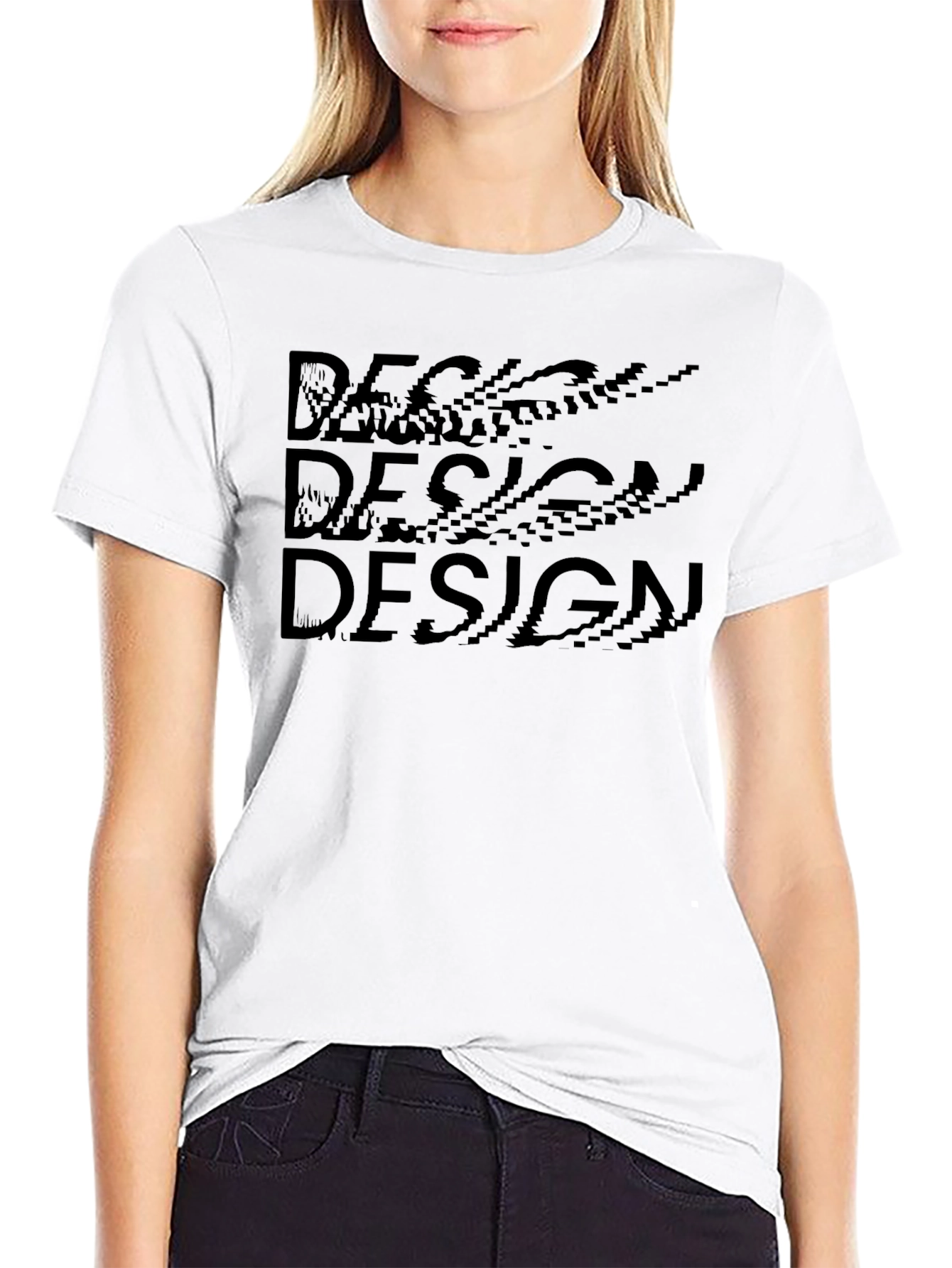 Black Design Text Tee - Cool Graphic Print Shirt