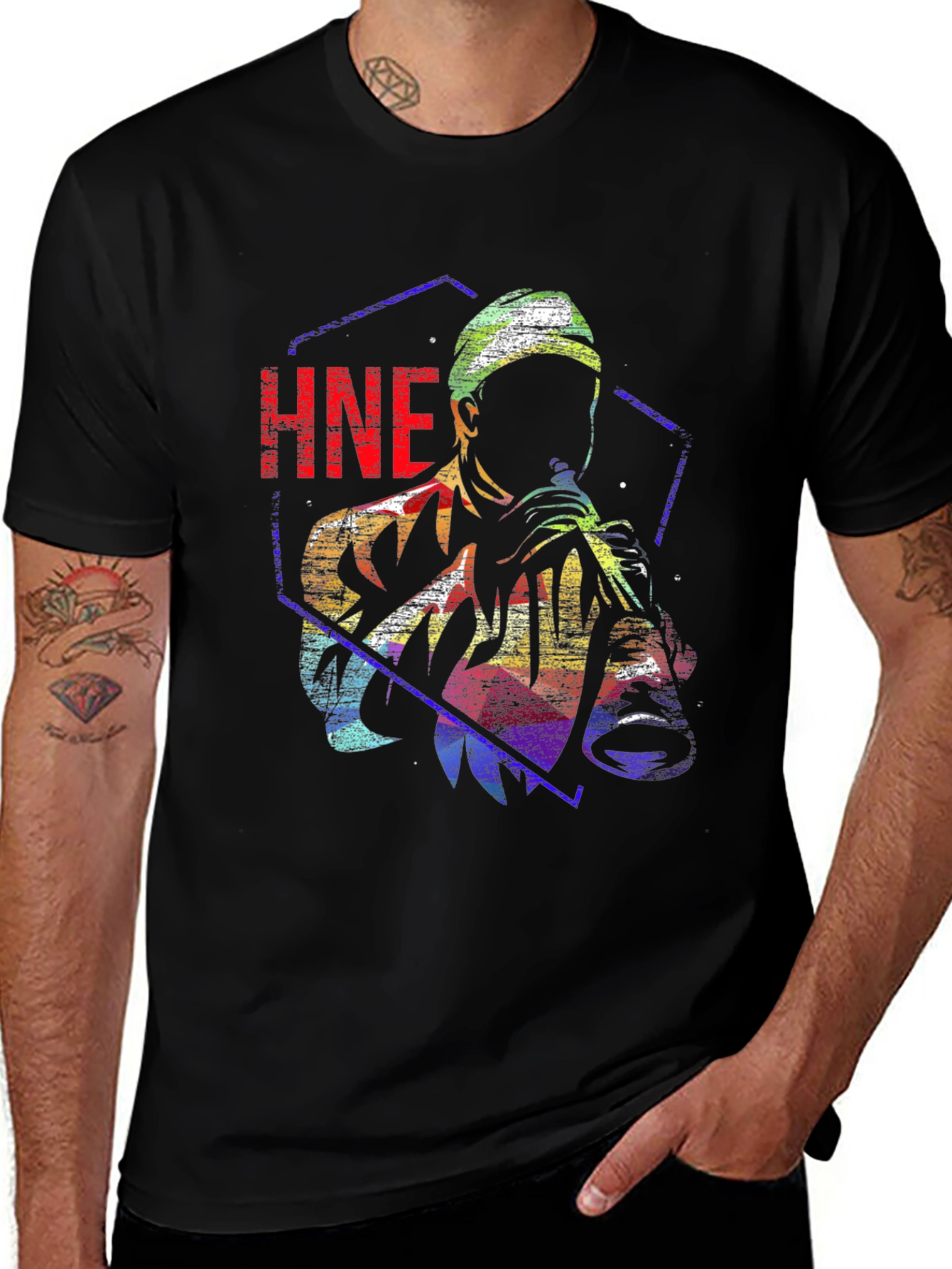 HNE Rainbow Graphic T-Shirt - Unique Art Tee