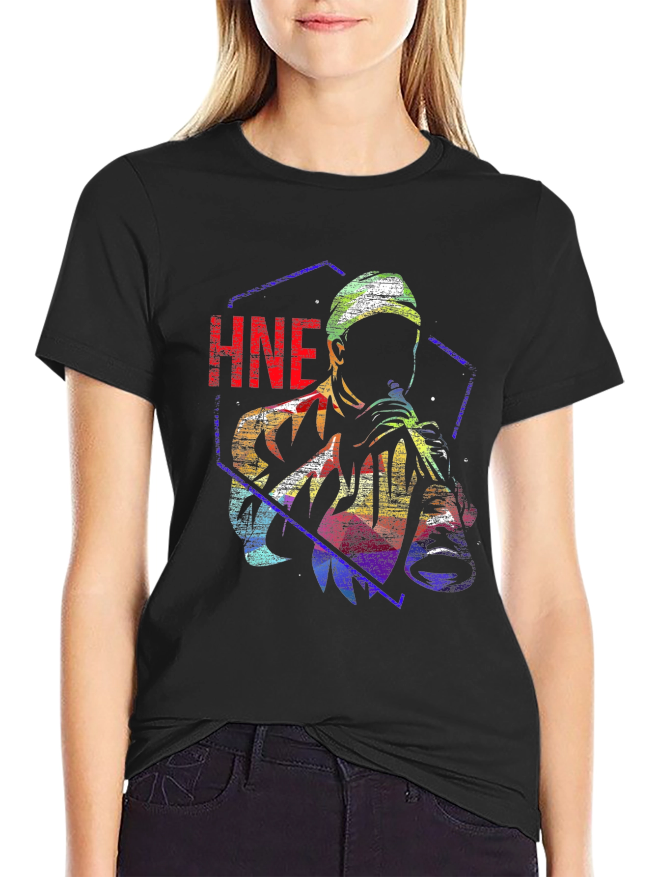 HNE Rainbow Graphic T-Shirt - Unique Art Tee
