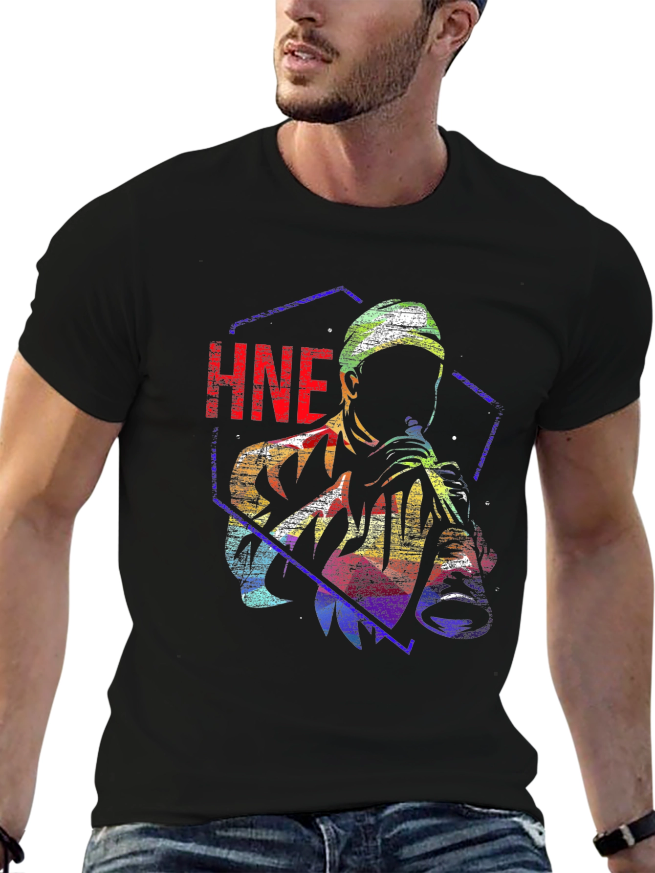 HNE Rainbow Graphic T-Shirt - Unique Art Tee