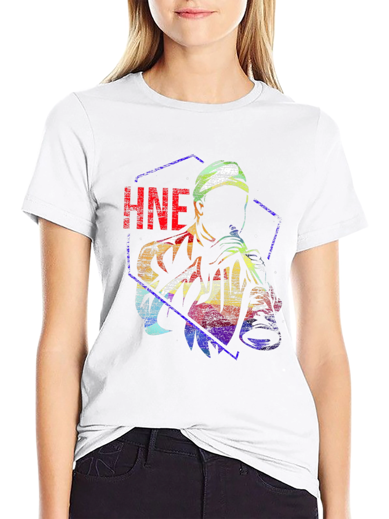 HNE Rainbow Graphic T-Shirt - Unique Art Tee