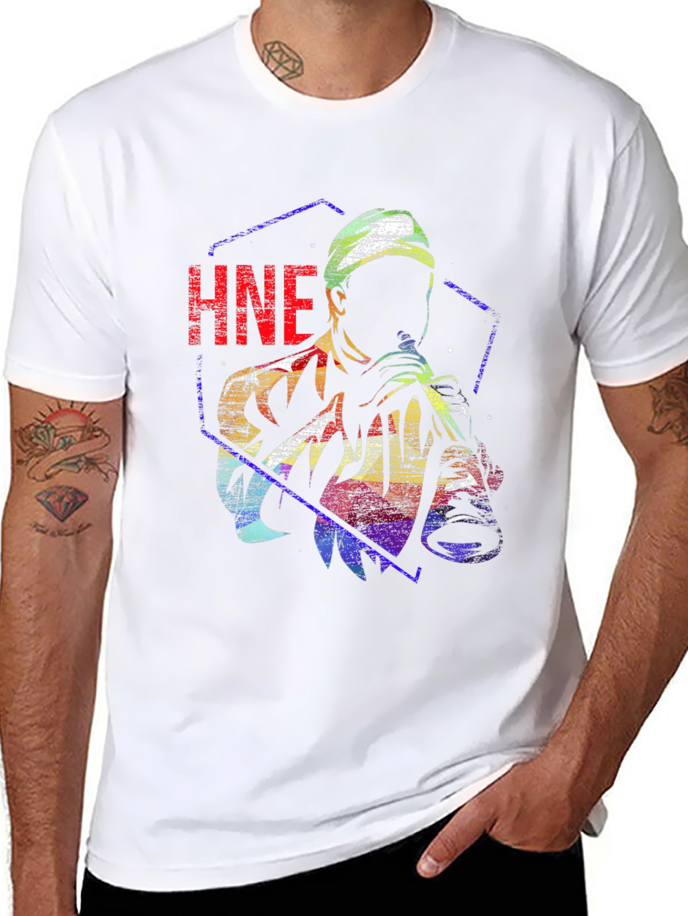 HNE Rainbow Graphic T-Shirt - Unique Art Tee
