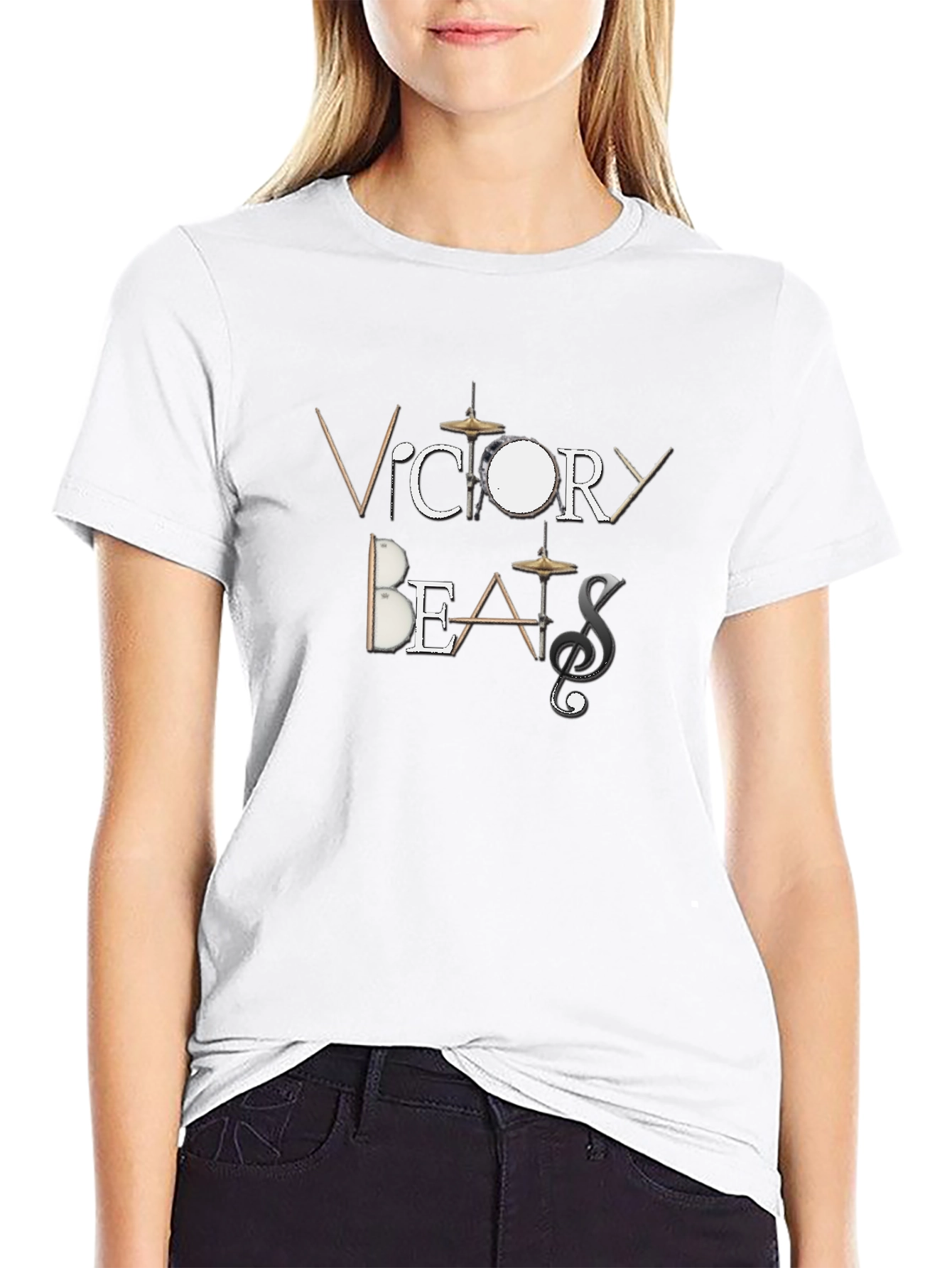Victory Beats Mens Black Graphic T-Shirt