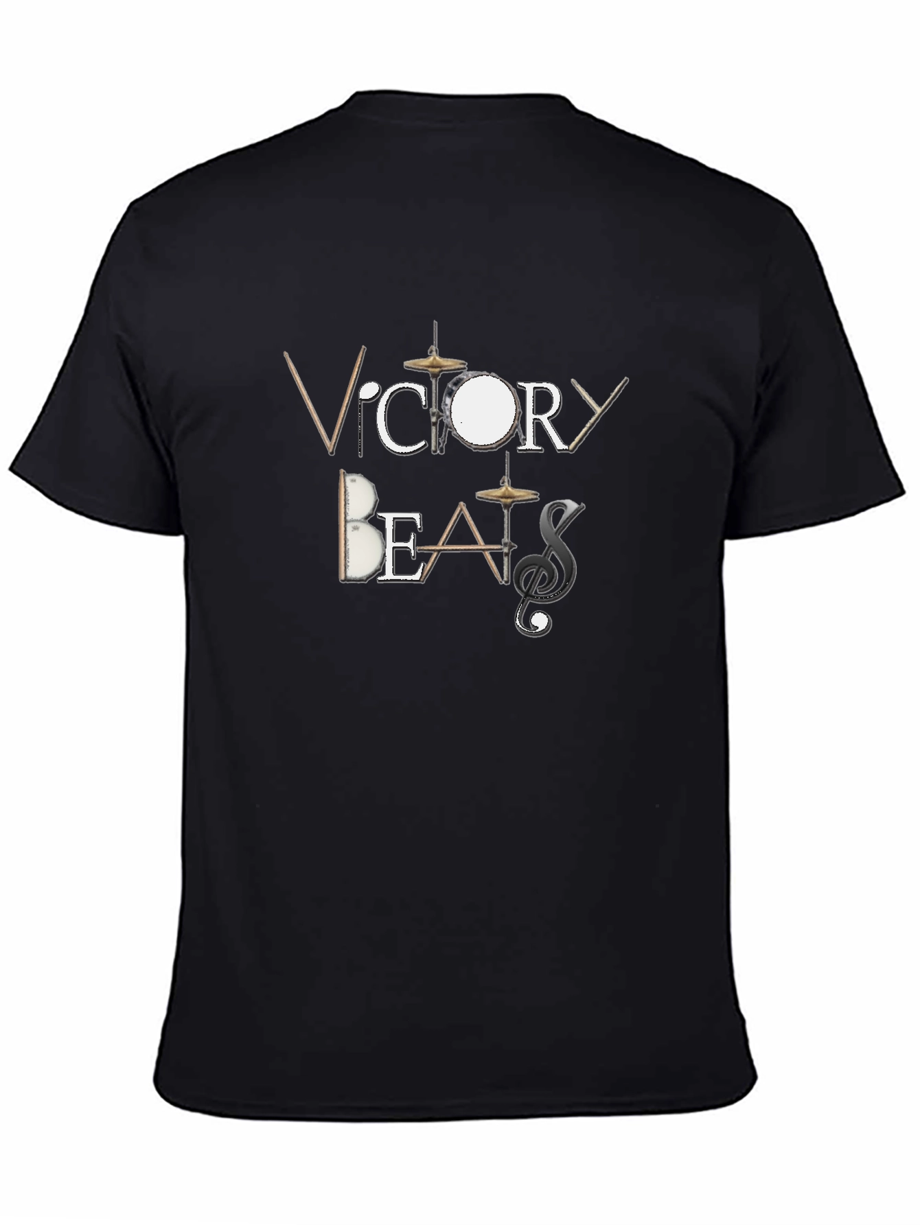 Victory Beats Mens Black Graphic T-Shirt