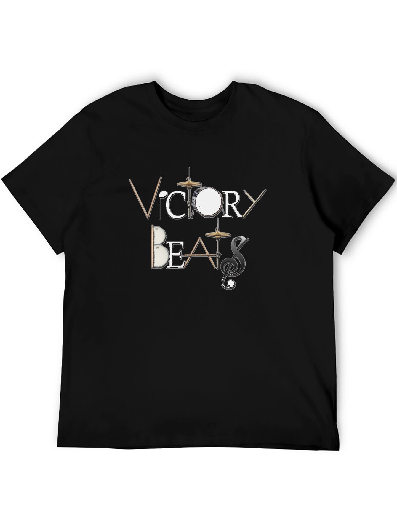 Victory Beats Mens Black Graphic T-Shirt