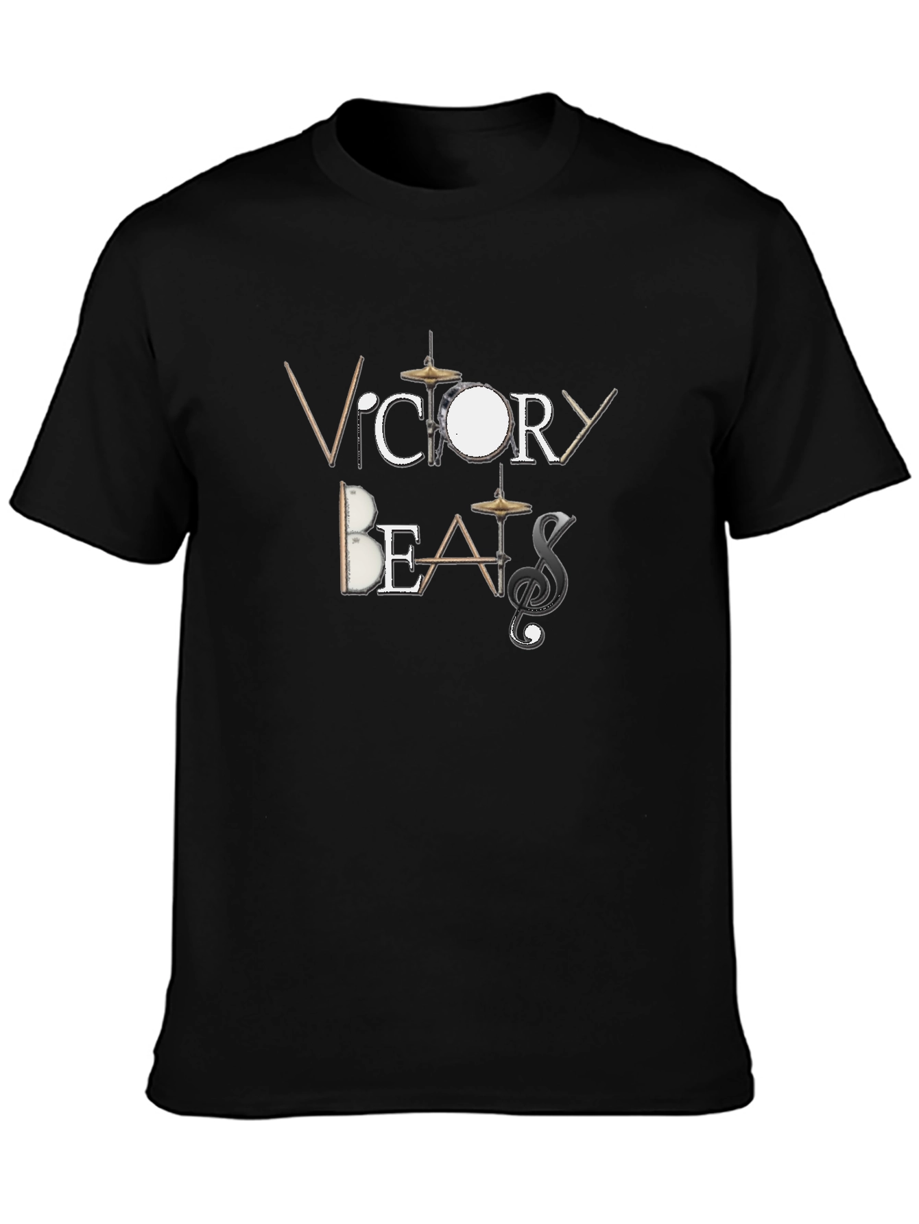 Victory Beats Mens Black Graphic T-Shirt
