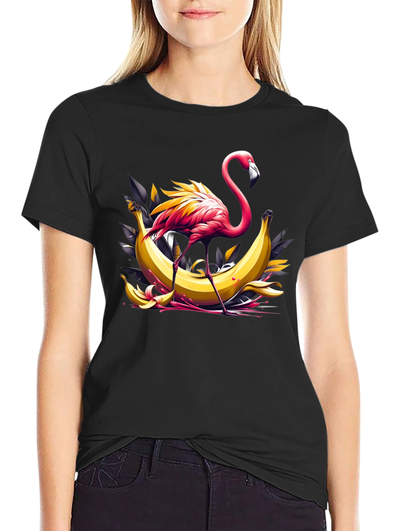 Flamingo & Banana Graphic T-Shirt - Unique Design