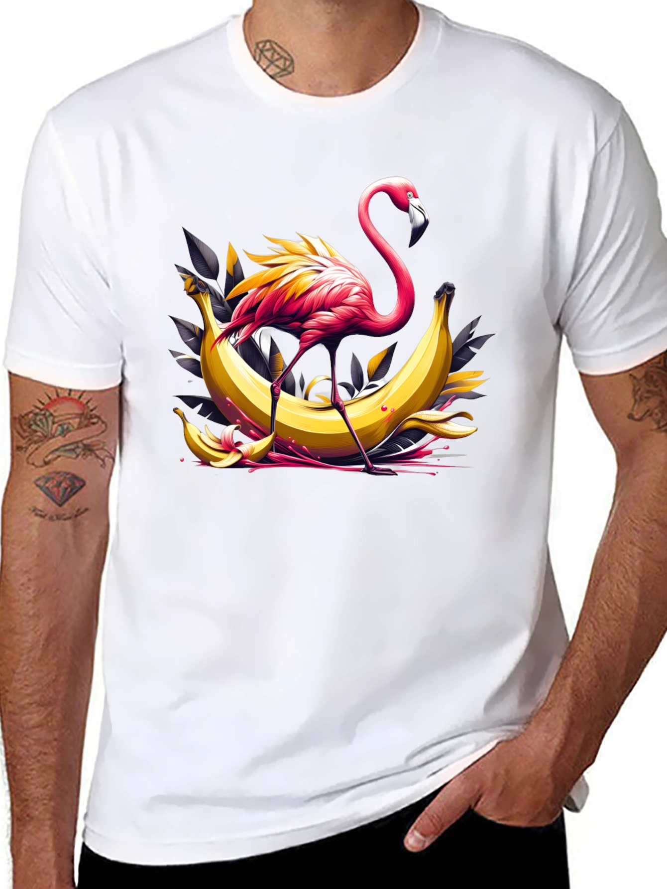 Flamingo & Banana Graphic T-Shirt - Unique Design