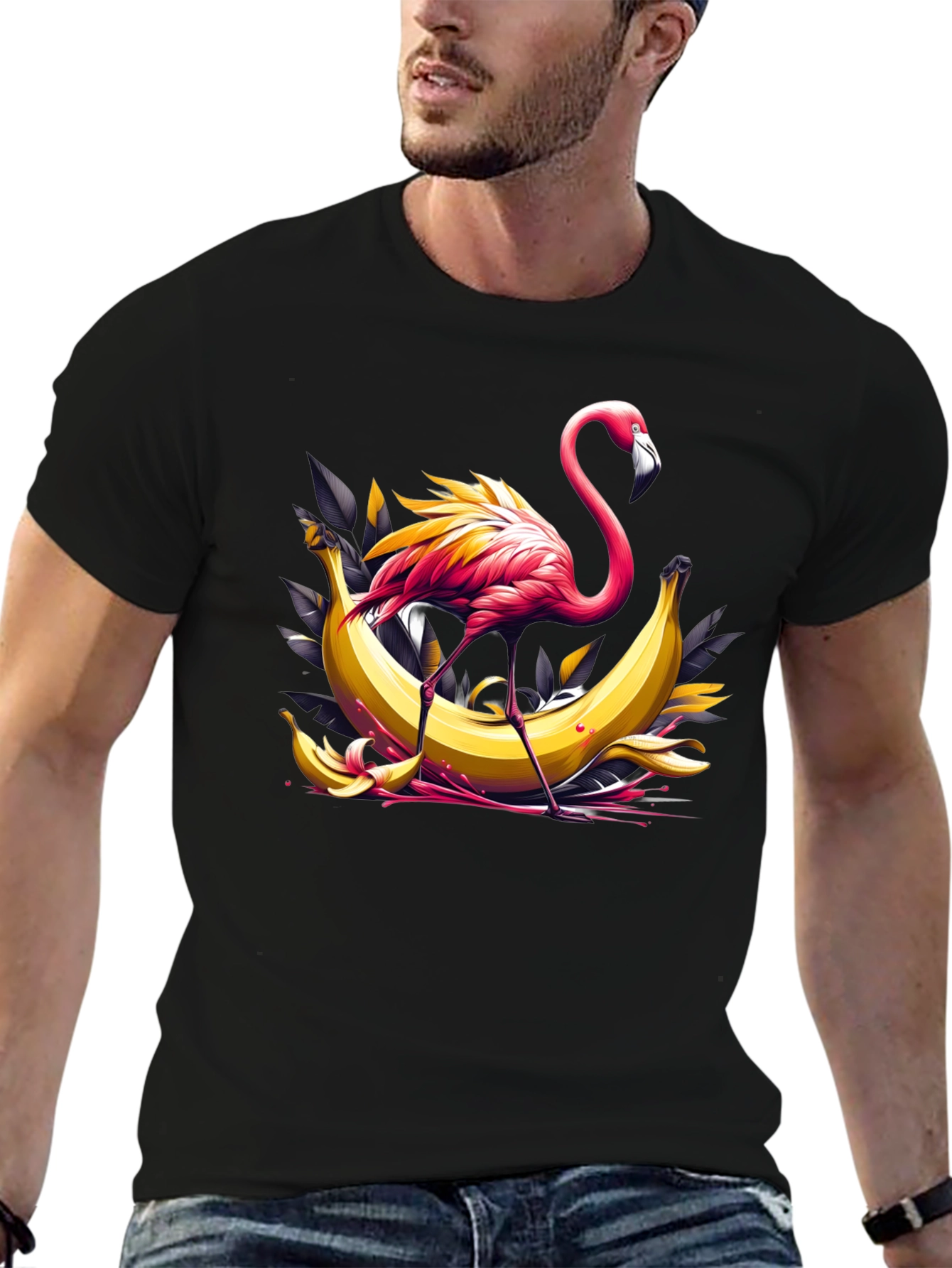 Flamingo & Banana Graphic T-Shirt - Unique Design