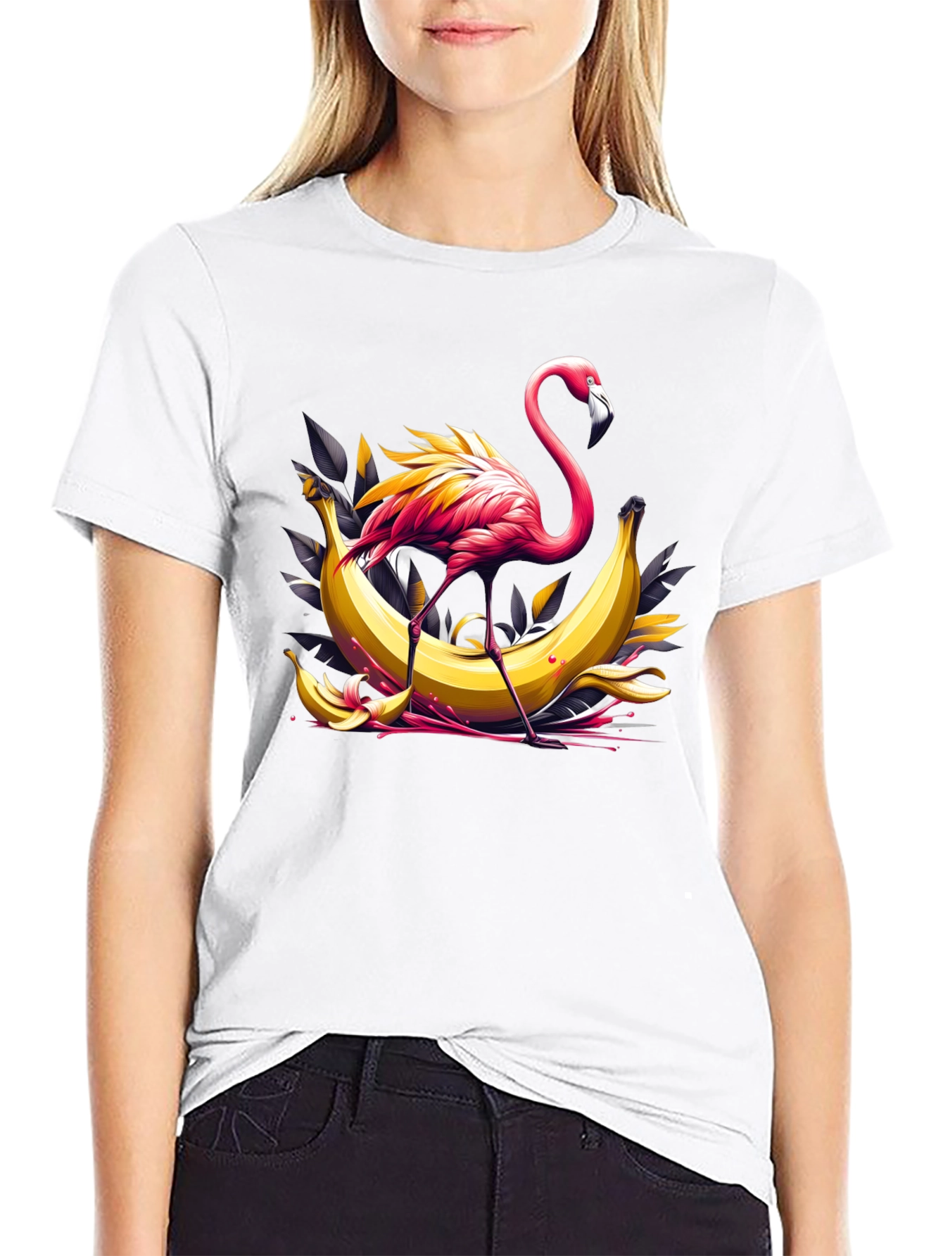 Flamingo & Banana Graphic T-Shirt - Unique Design