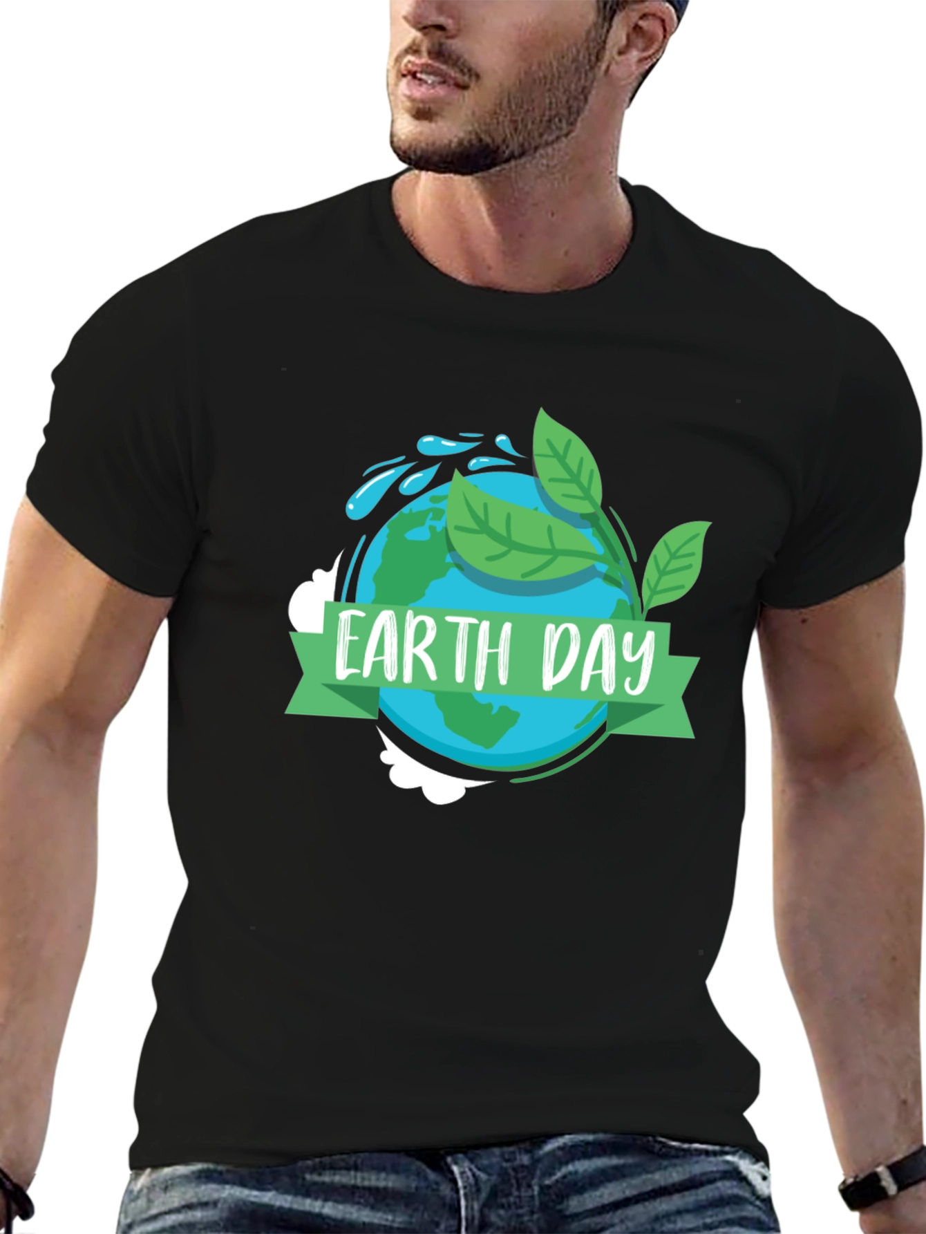 Earth Day Graphic Tee - Black Cotton T-Shirt