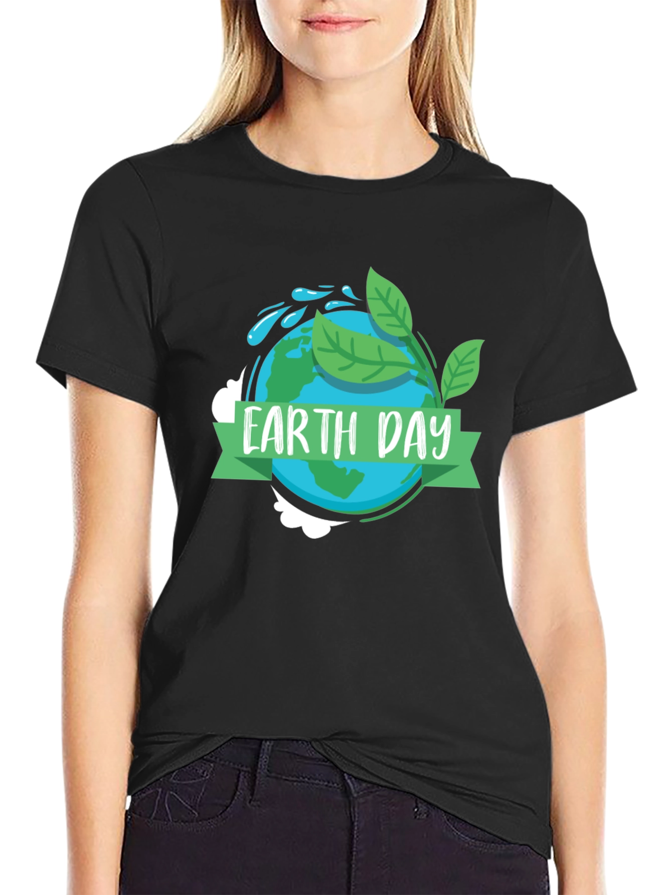 Earth Day Graphic Tee - Black Cotton T-Shirt