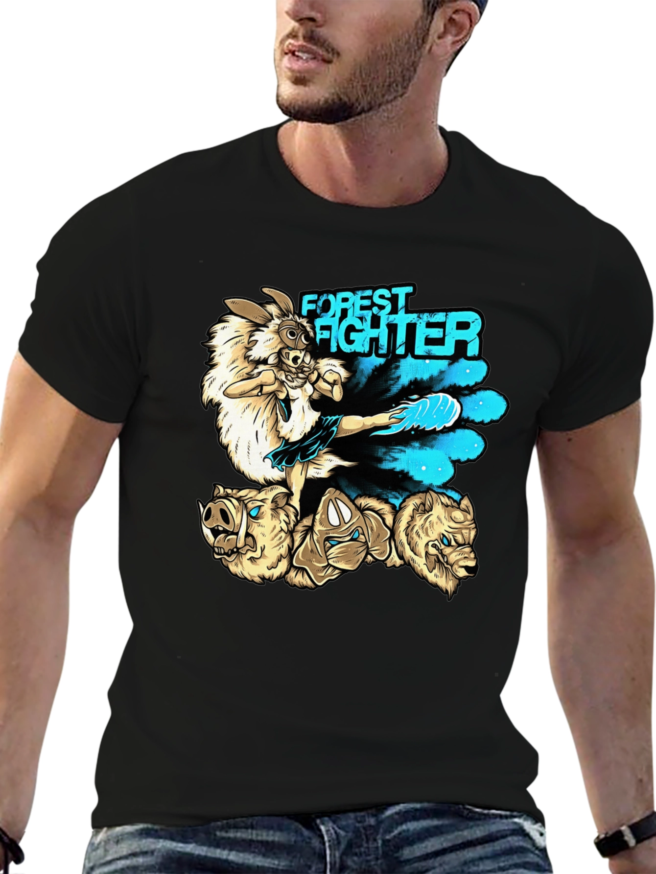 Forest Fighter Graphic Tee - Martial Arts Rabbit
