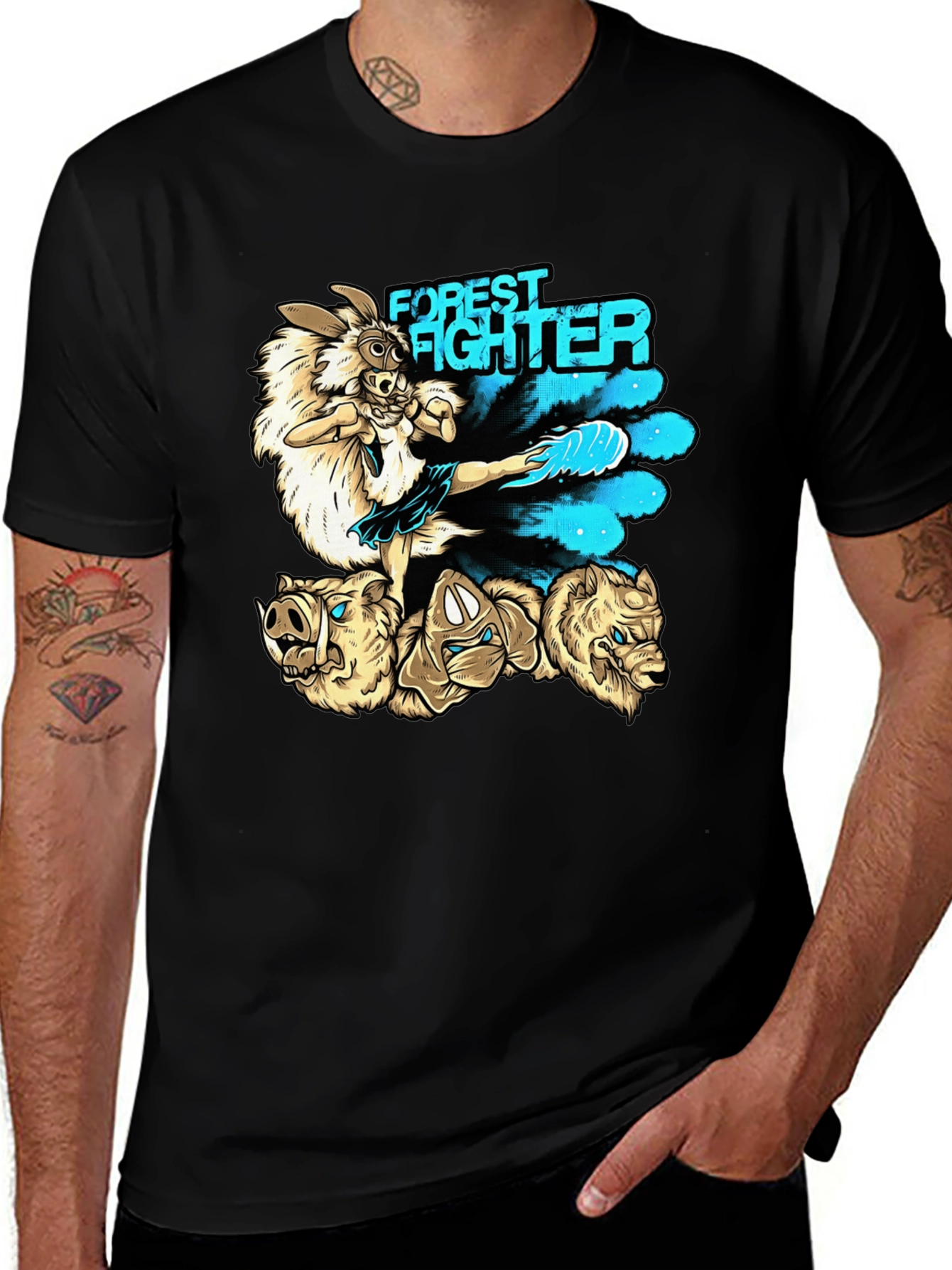 Forest Fighter Graphic Tee - Martial Arts Rabbit