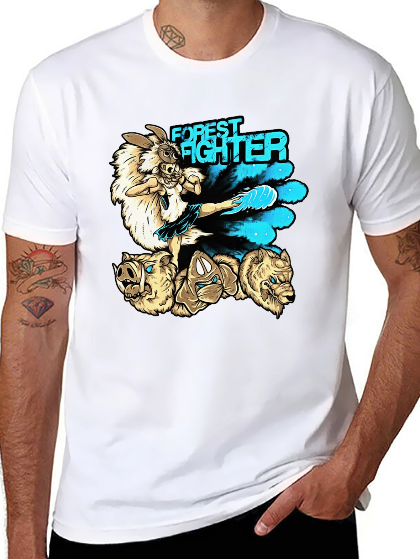 Forest Fighter Graphic Tee - Martial Arts Rabbit