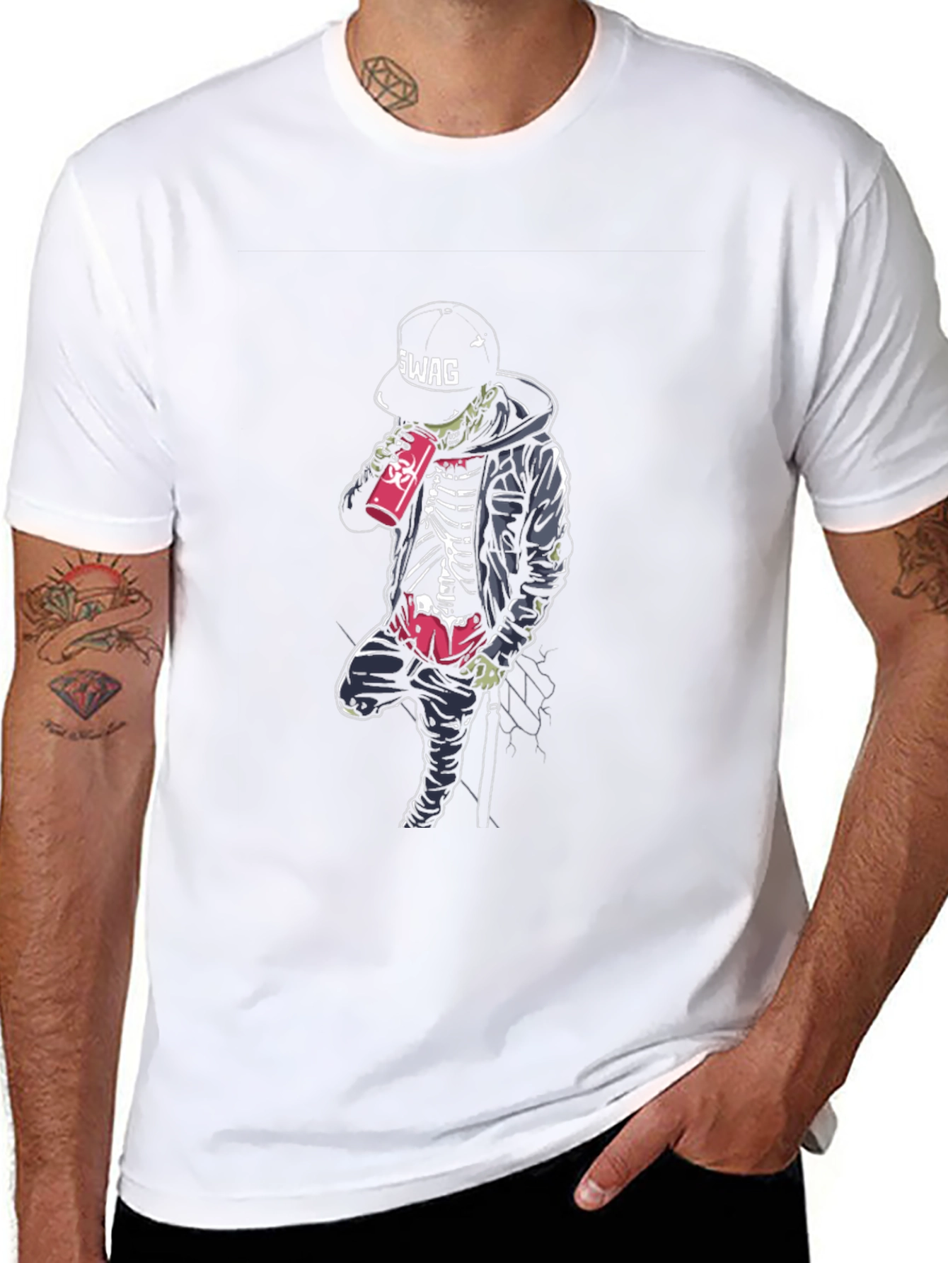 Swag Skeleton Graphic Print T-Shirt
