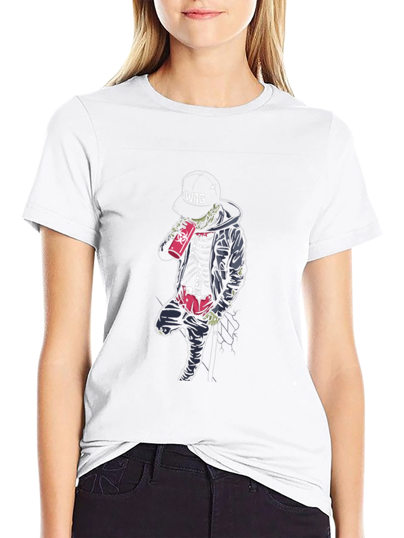 Swag Skeleton Graphic Print T-Shirt
