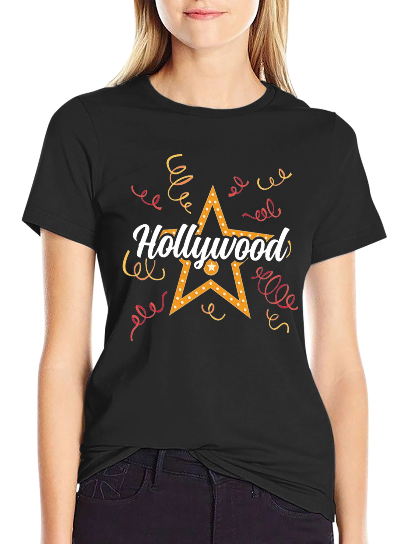 Hollywood Star Graphic Tee - Black