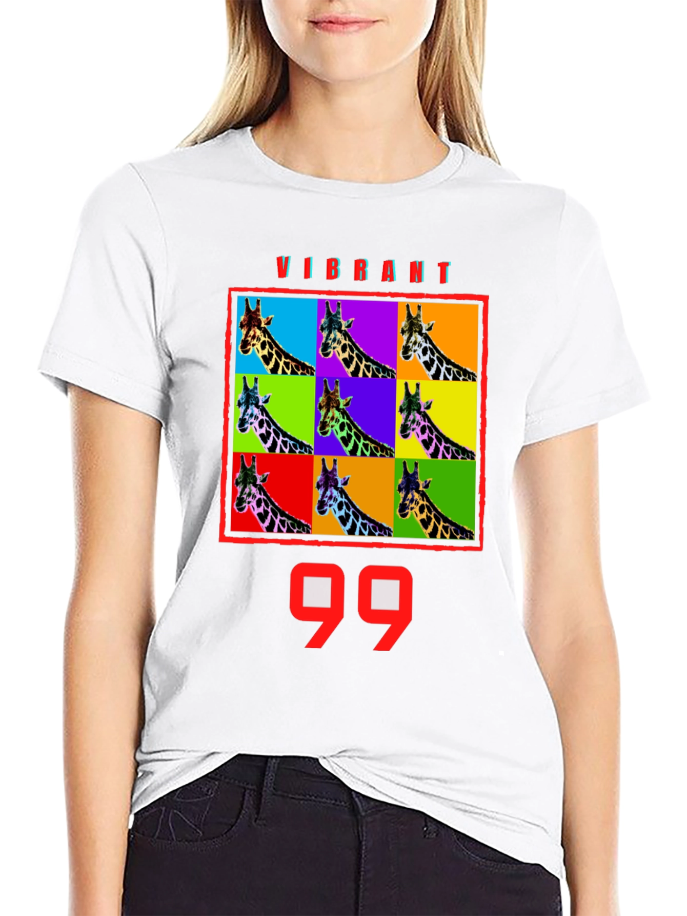 Vibrant Giraffe Pop Art T-Shirt