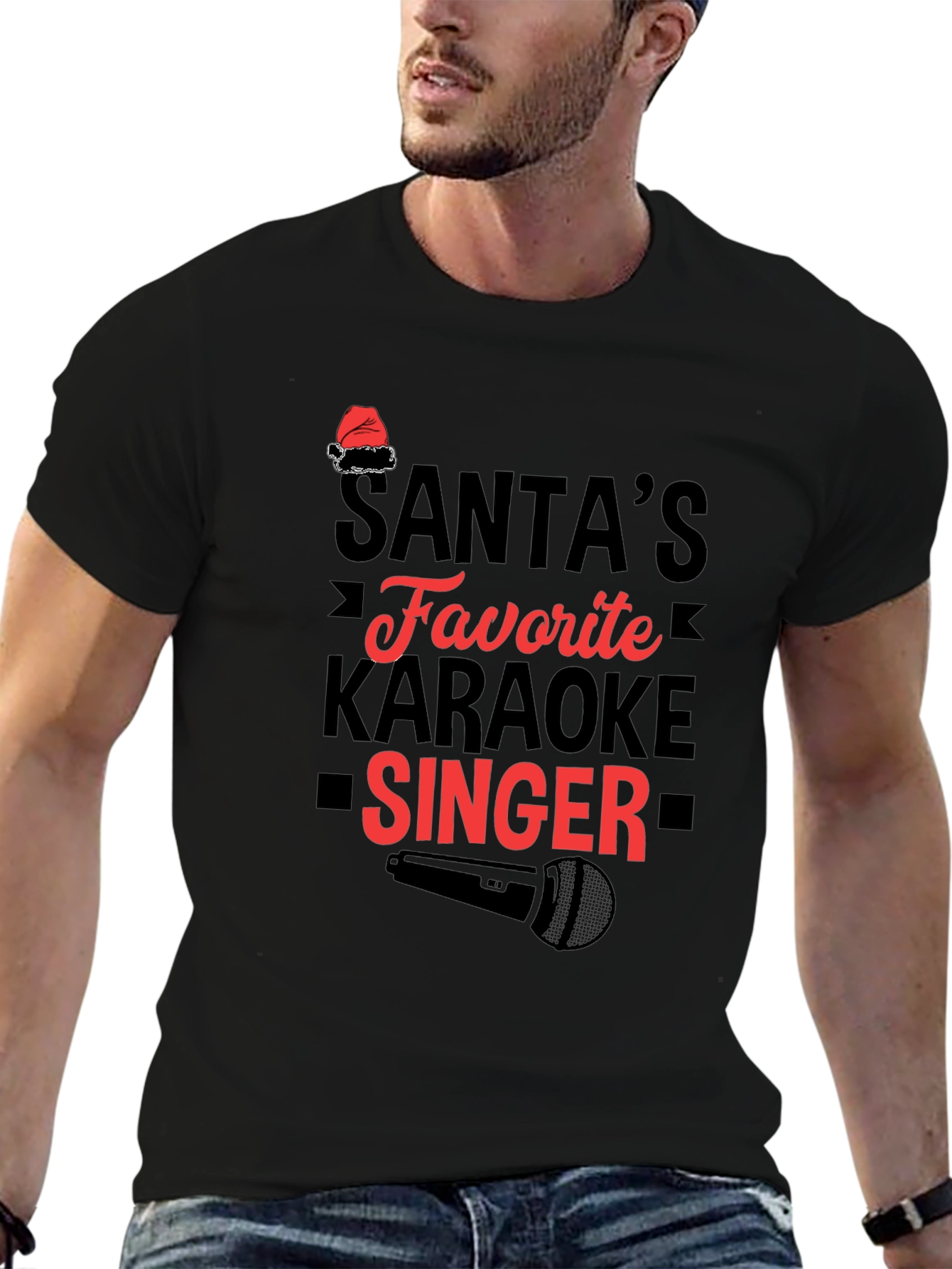 Santas Favorite Karaoke Singer Graphic T-Shirt