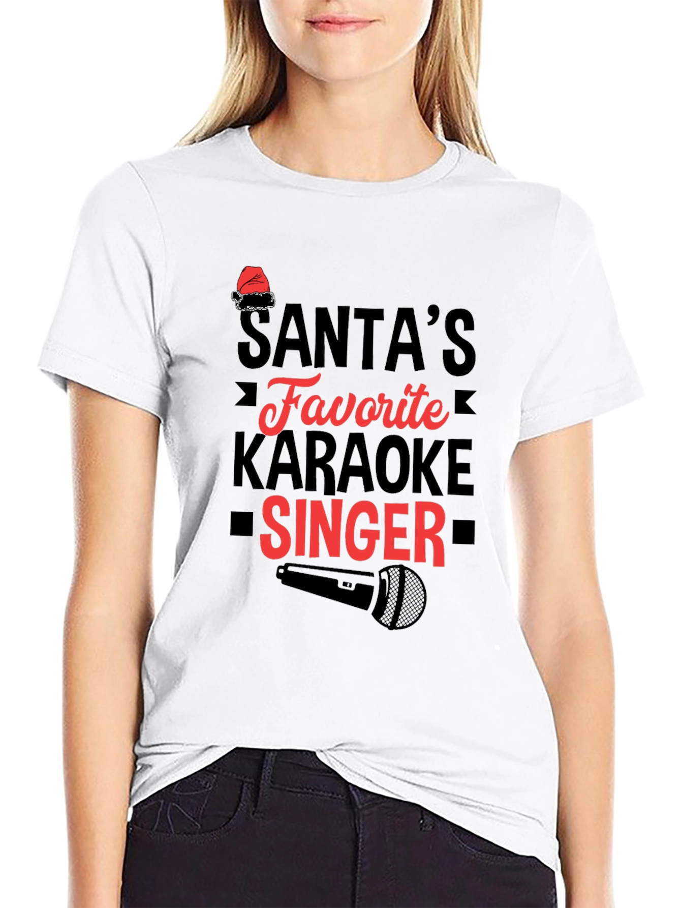 Santas Favorite Karaoke Singer Graphic T-Shirt