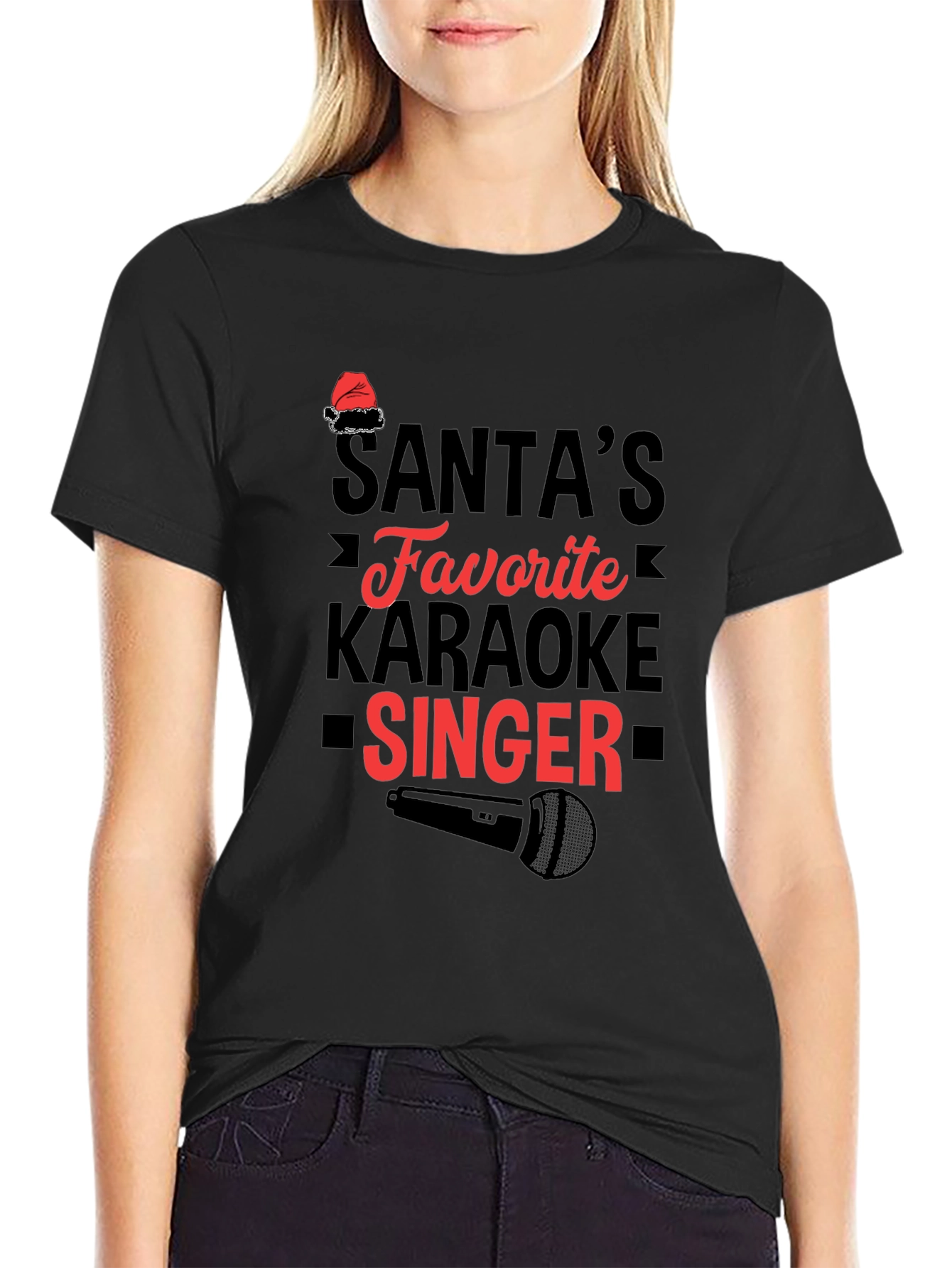Santas Favorite Karaoke Singer Graphic T-Shirt