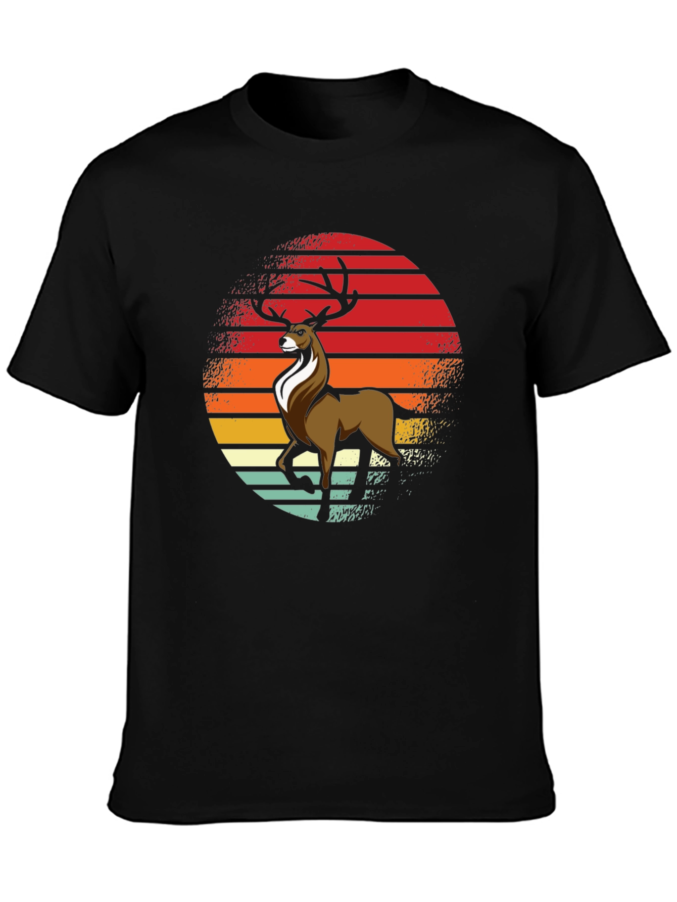 Retro Deer Graphic Tee - Black