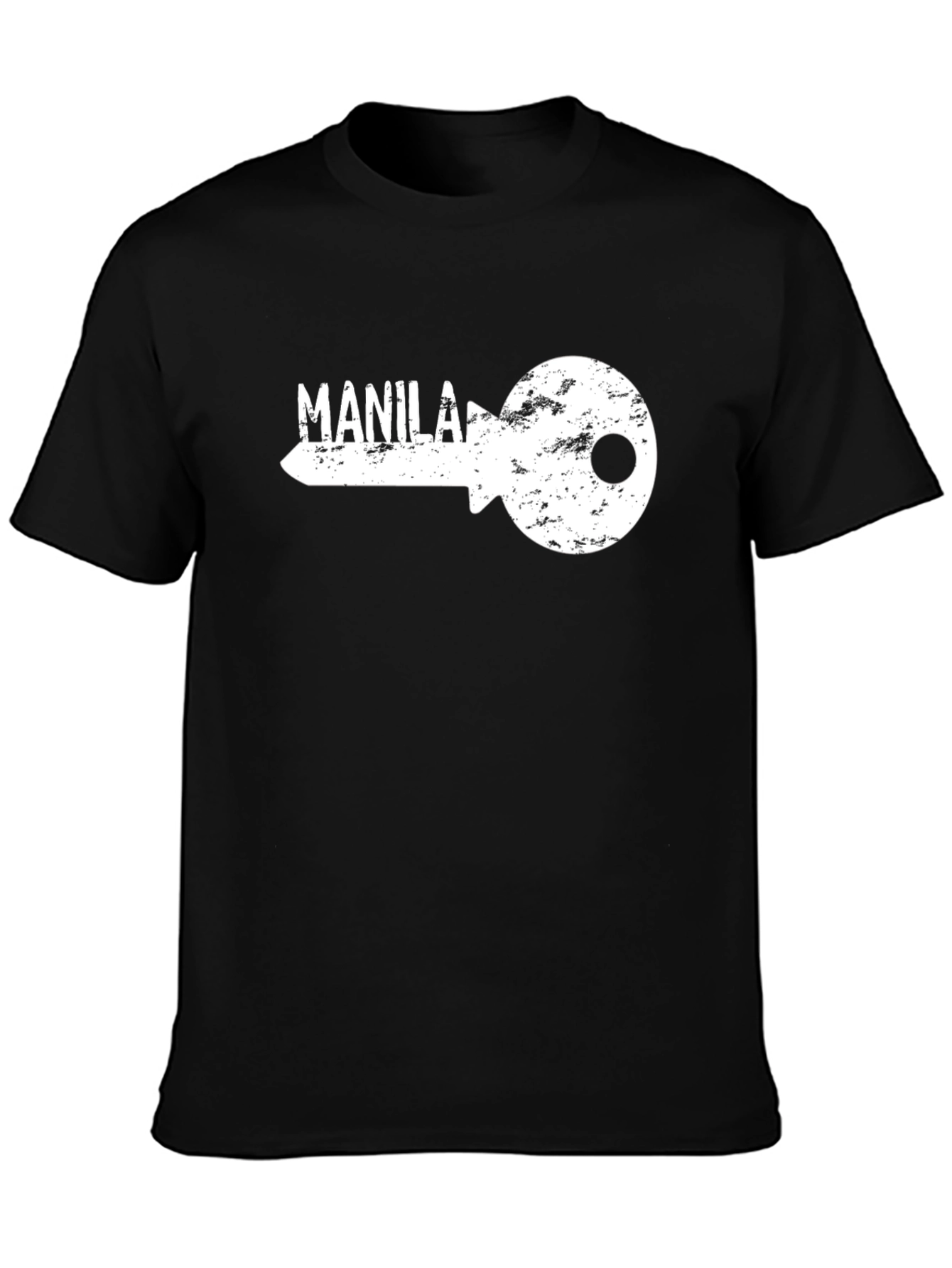 Manila Key Graphic T-Shirt - Black Crew Neck Tee