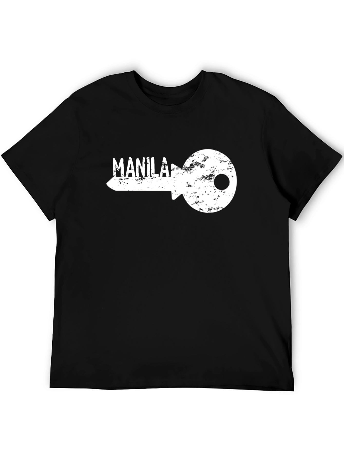 Manila Key Graphic T-Shirt - Black Crew Neck Tee