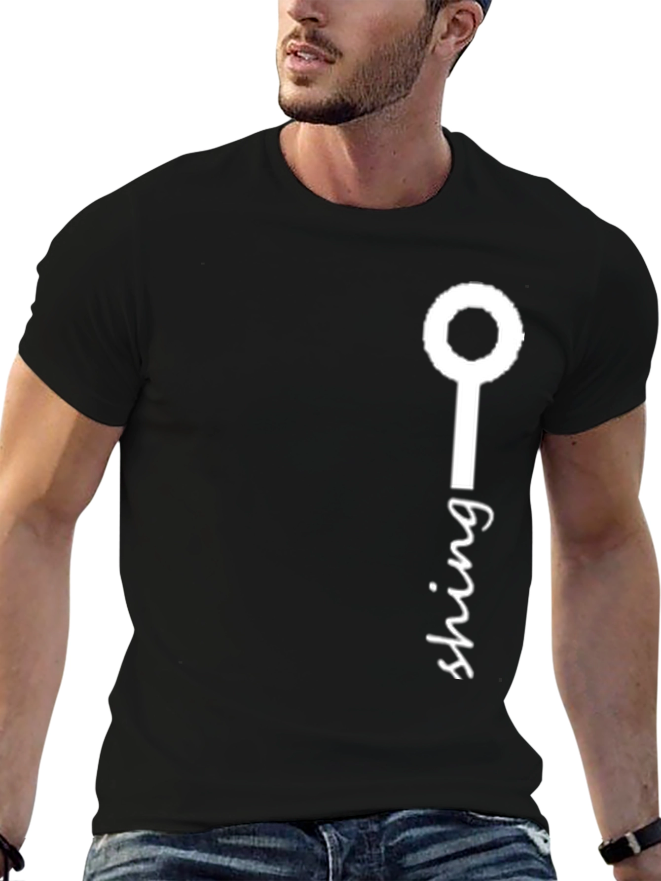 Fishing Rod Graphic Tee - Black Cotton T-Shirt