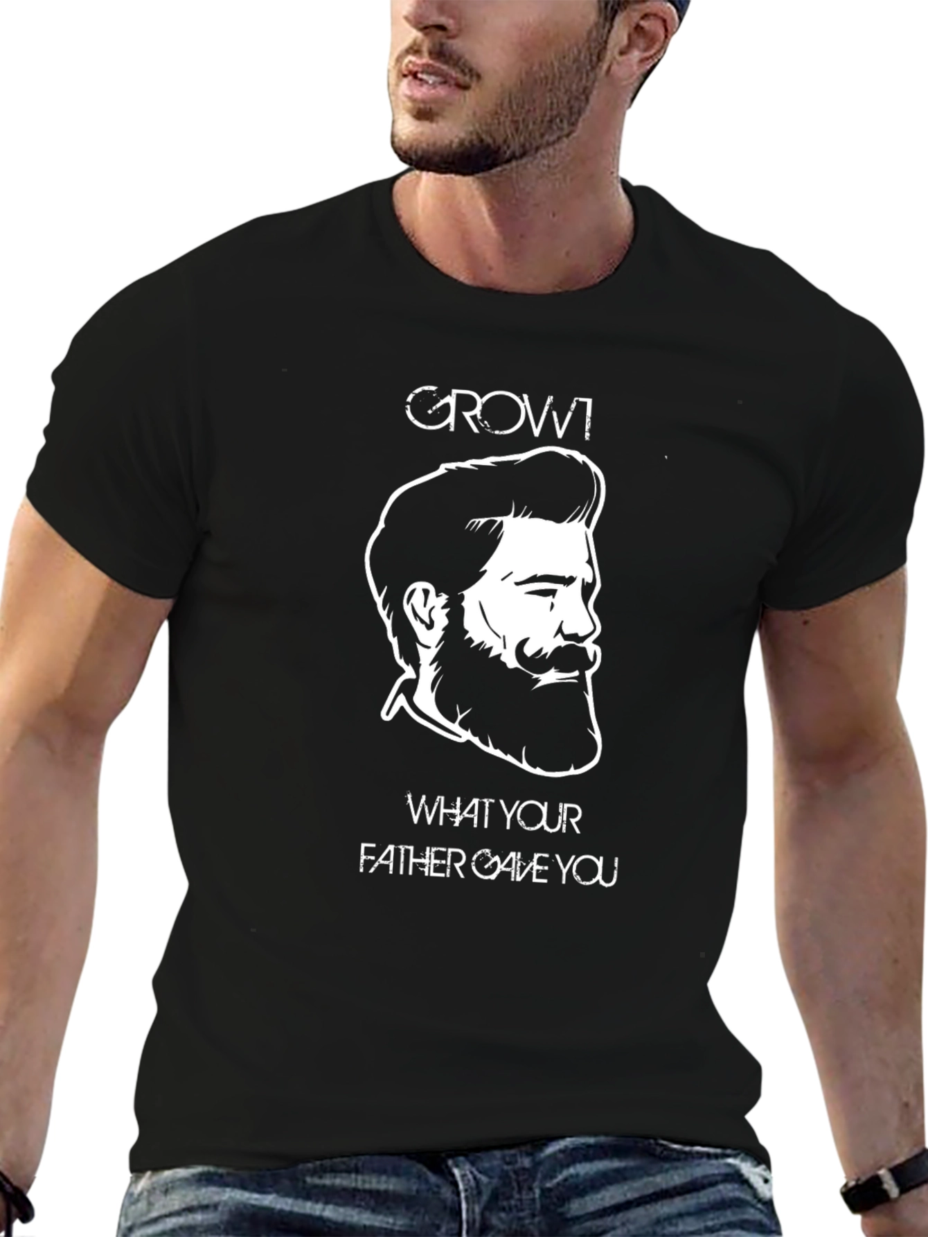 Grow! Beard Graphic Print Black T-Shirt