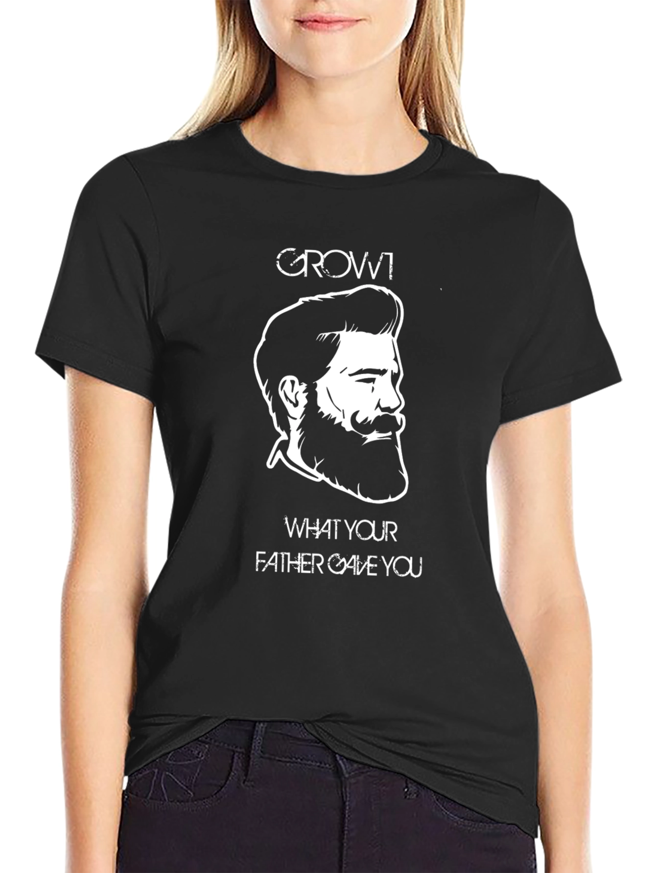 Grow! Beard Graphic Print Black T-Shirt