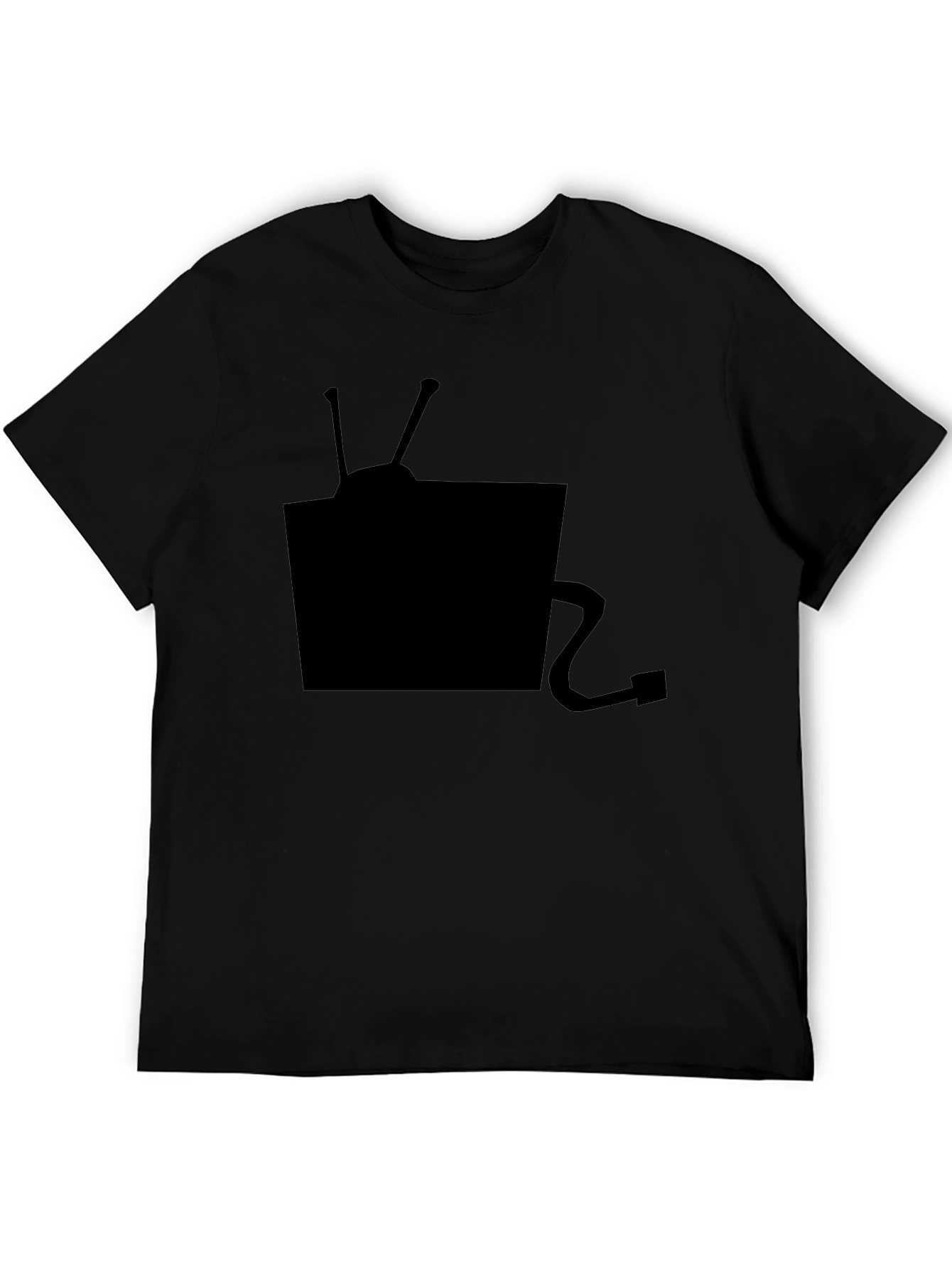 Retro TV Graphic Tee - Classic Black Cotton T-Shirt