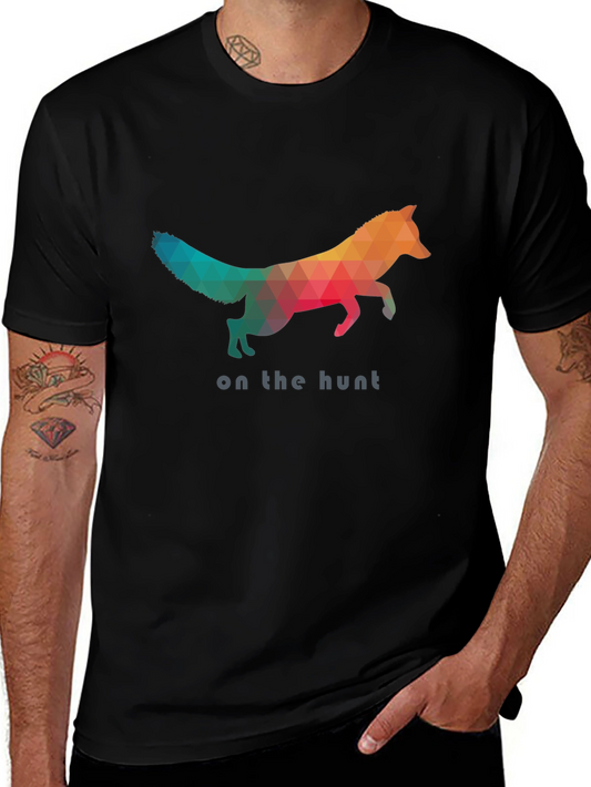 Geometric Fox Graphic Tee - On the Hunt Black T-Shirt