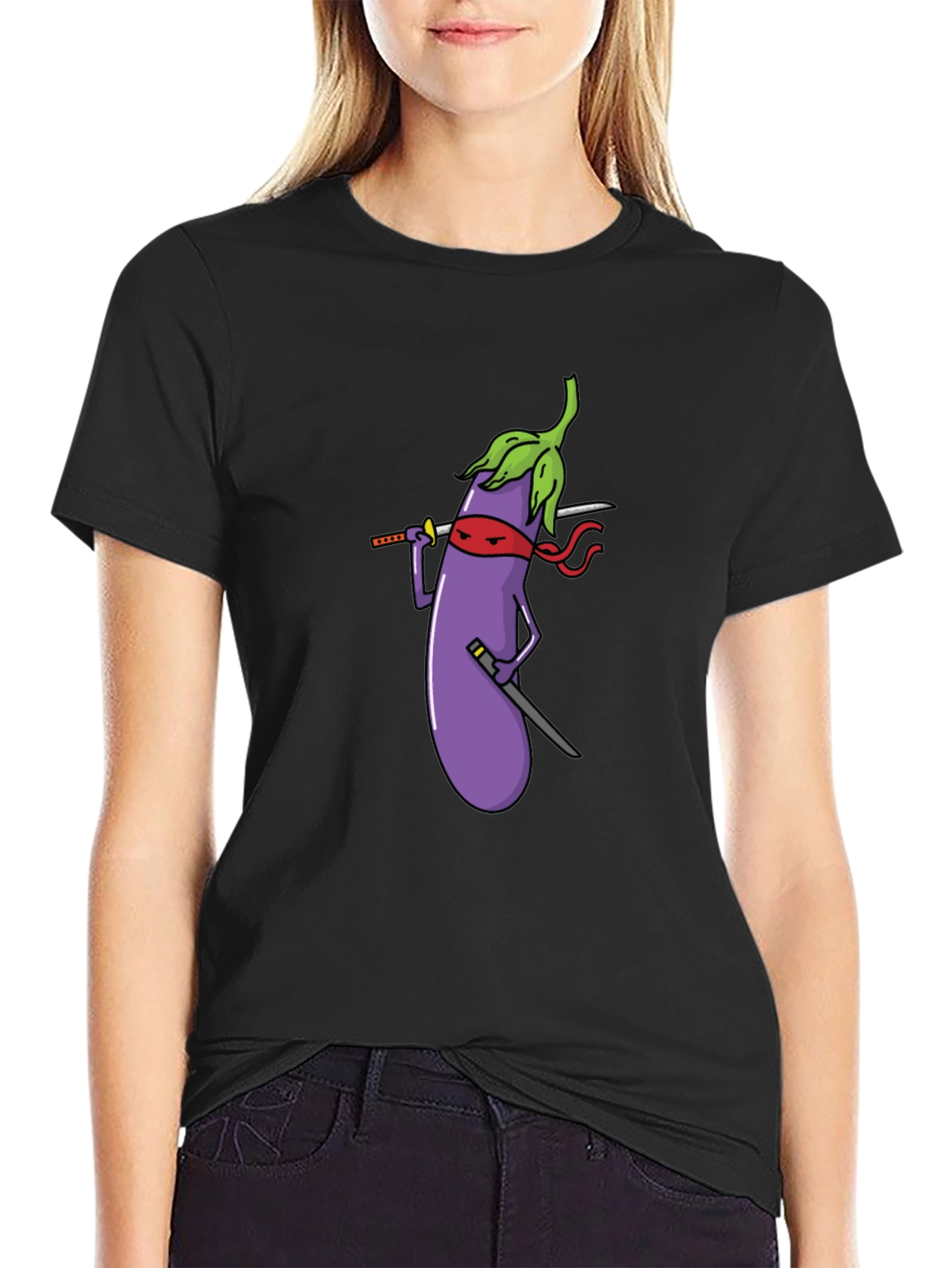 Eggplant Ninja Black T-Shirt