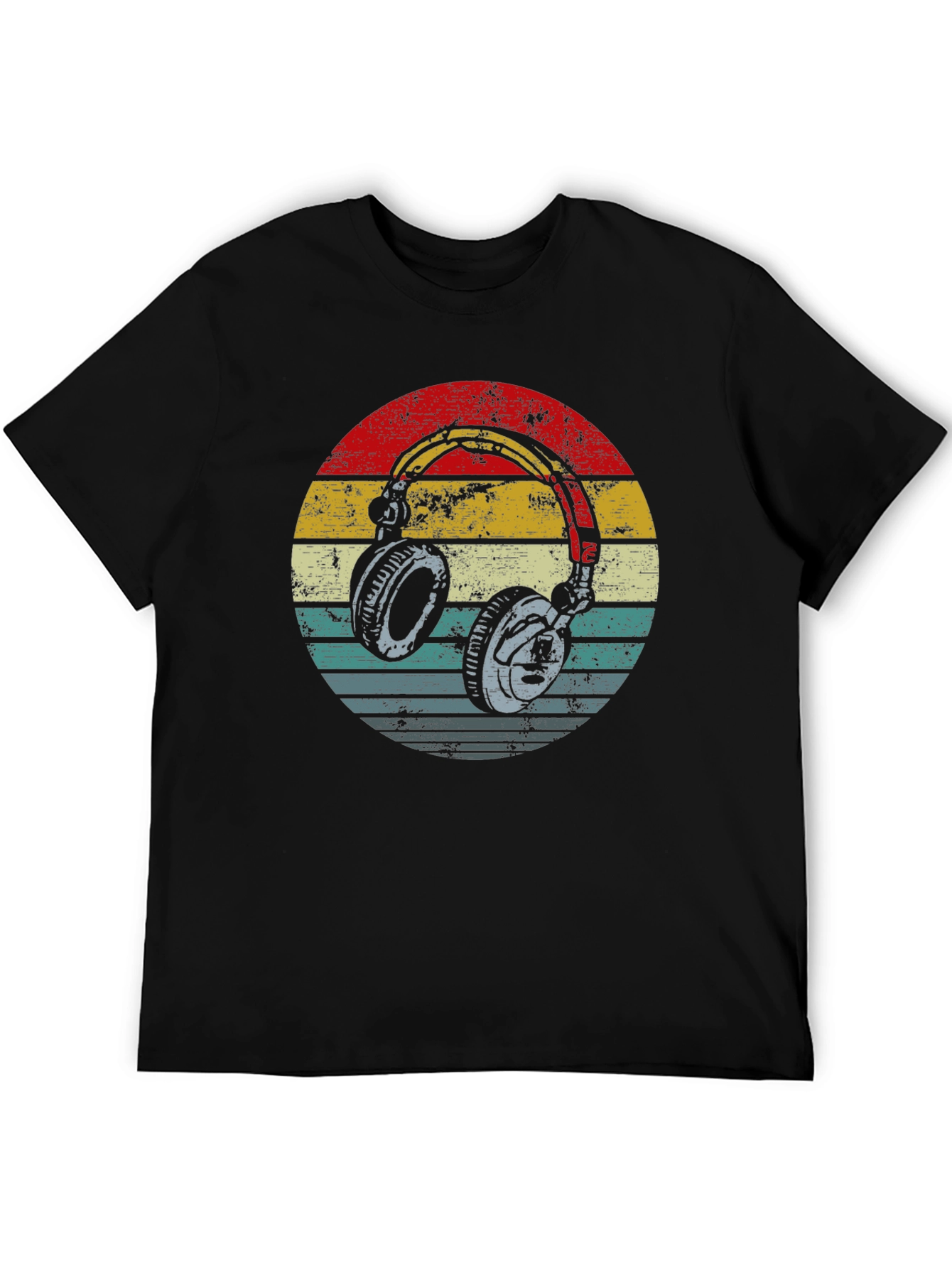 Retro Headphones Graphic Tee - Black