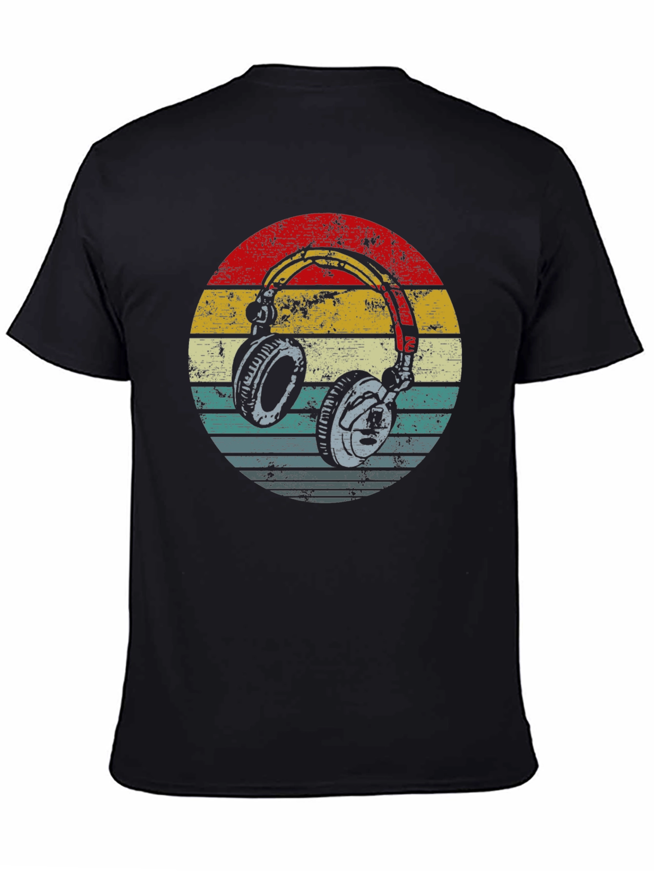 Retro Headphones Graphic Tee - Black