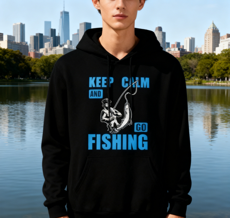 Minimalist 'GO FISHING' Print Hoodie