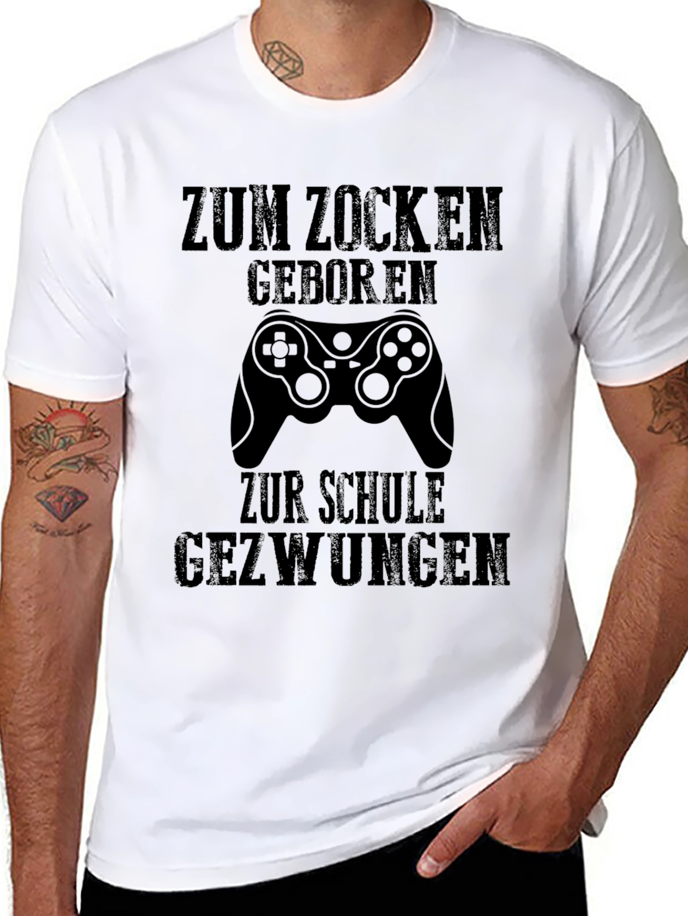 Gamer T-Shirt - Zum Zocken Geboren - Black