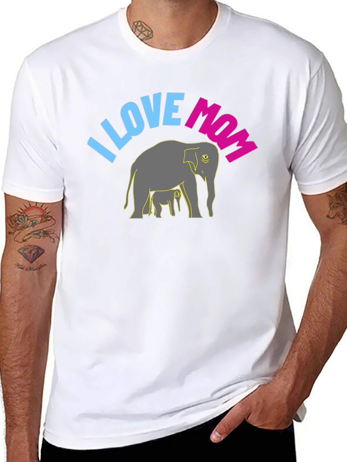 I Love Mom Elephant Graphic Tee